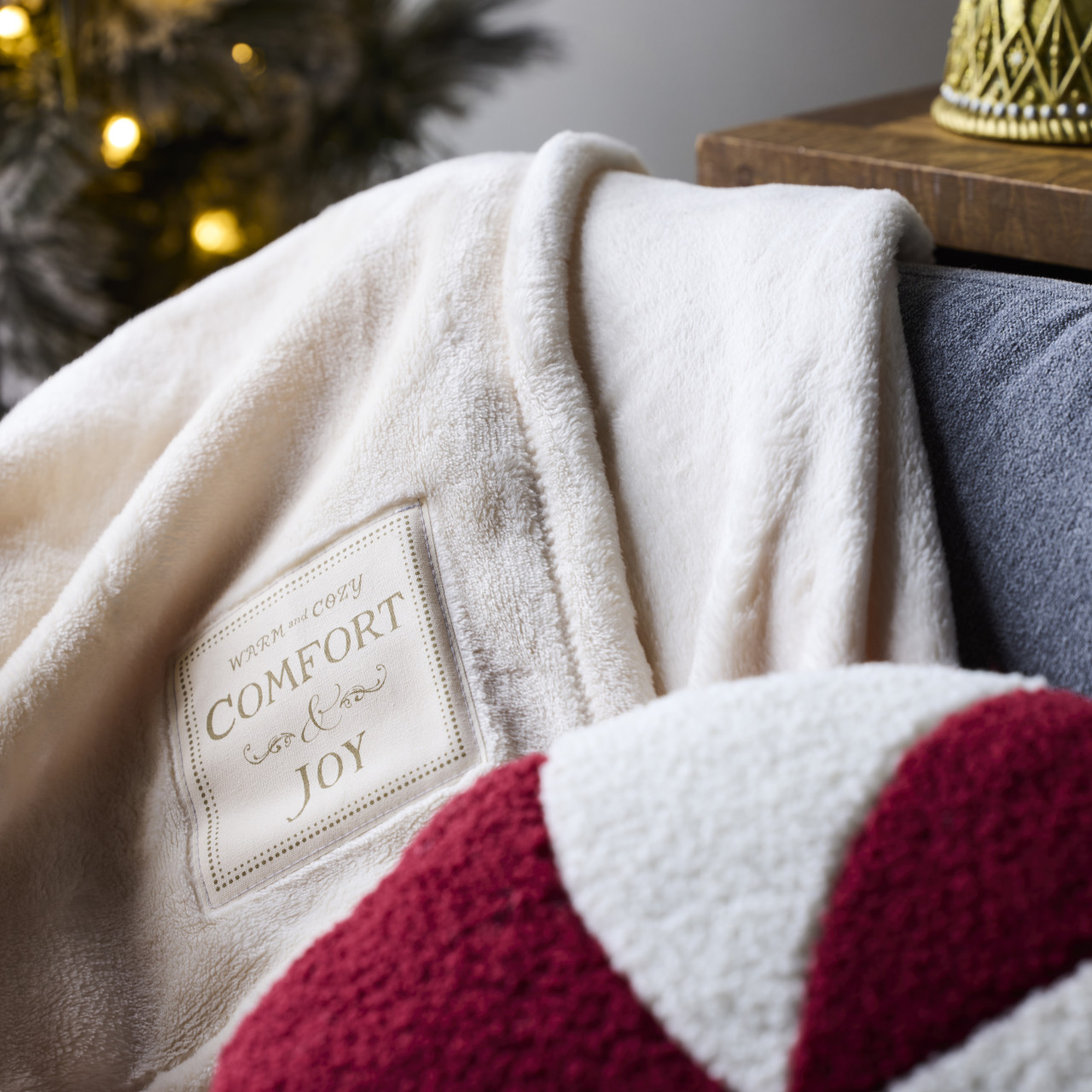 Comfort and Joy Cream Throw Blanket - 50x60in thumbnail