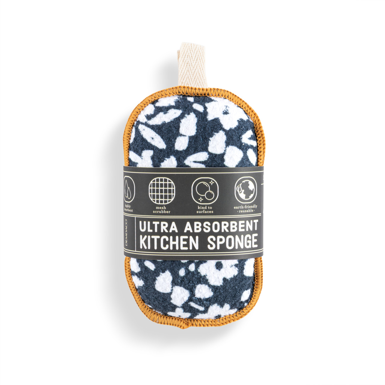 Navy Floral Absorbent Reversible Sponges Set of 2 - 3x5in thumbnail