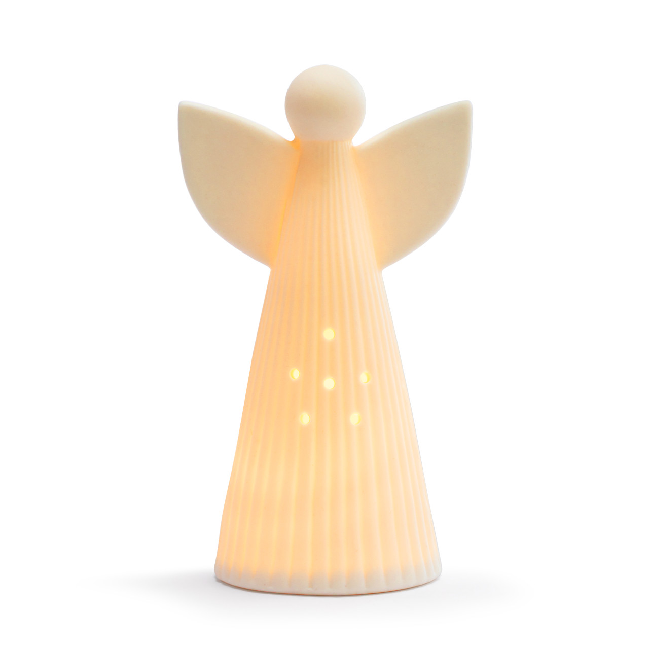 White LED Ceramic Large Angel Figure - 4x7in thumbnail