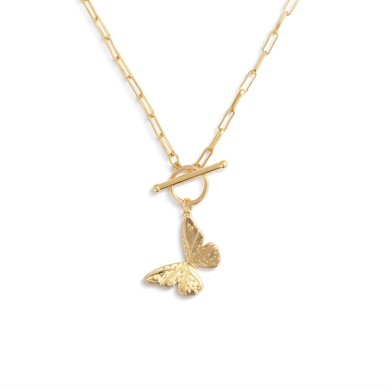 Butterfly Toggle Gold Necklace 16in thumbnail