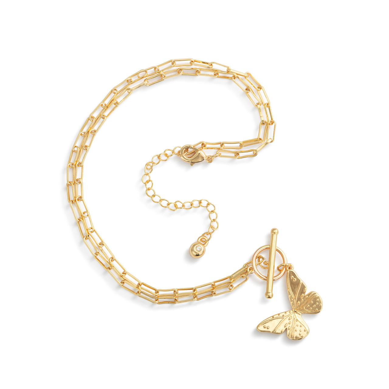Butterfly Toggle Gold Necklace 16in thumbnail