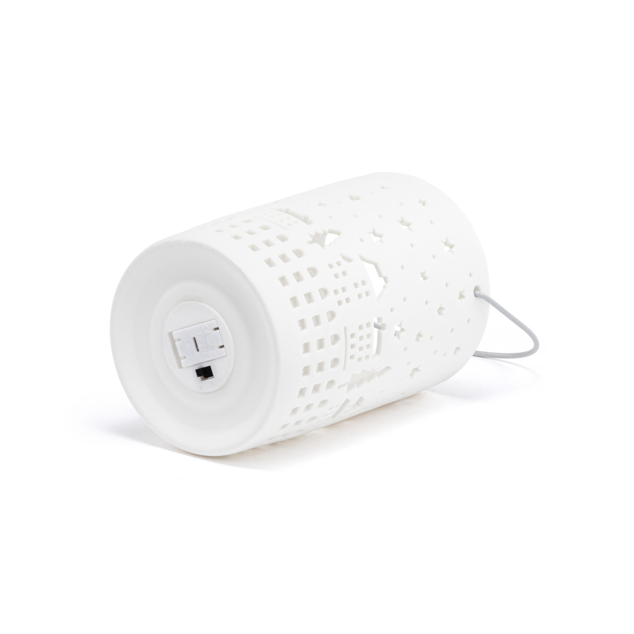 White LED Ceramic Holiday Village Scene Small Lantern - 3x5in thumbnail