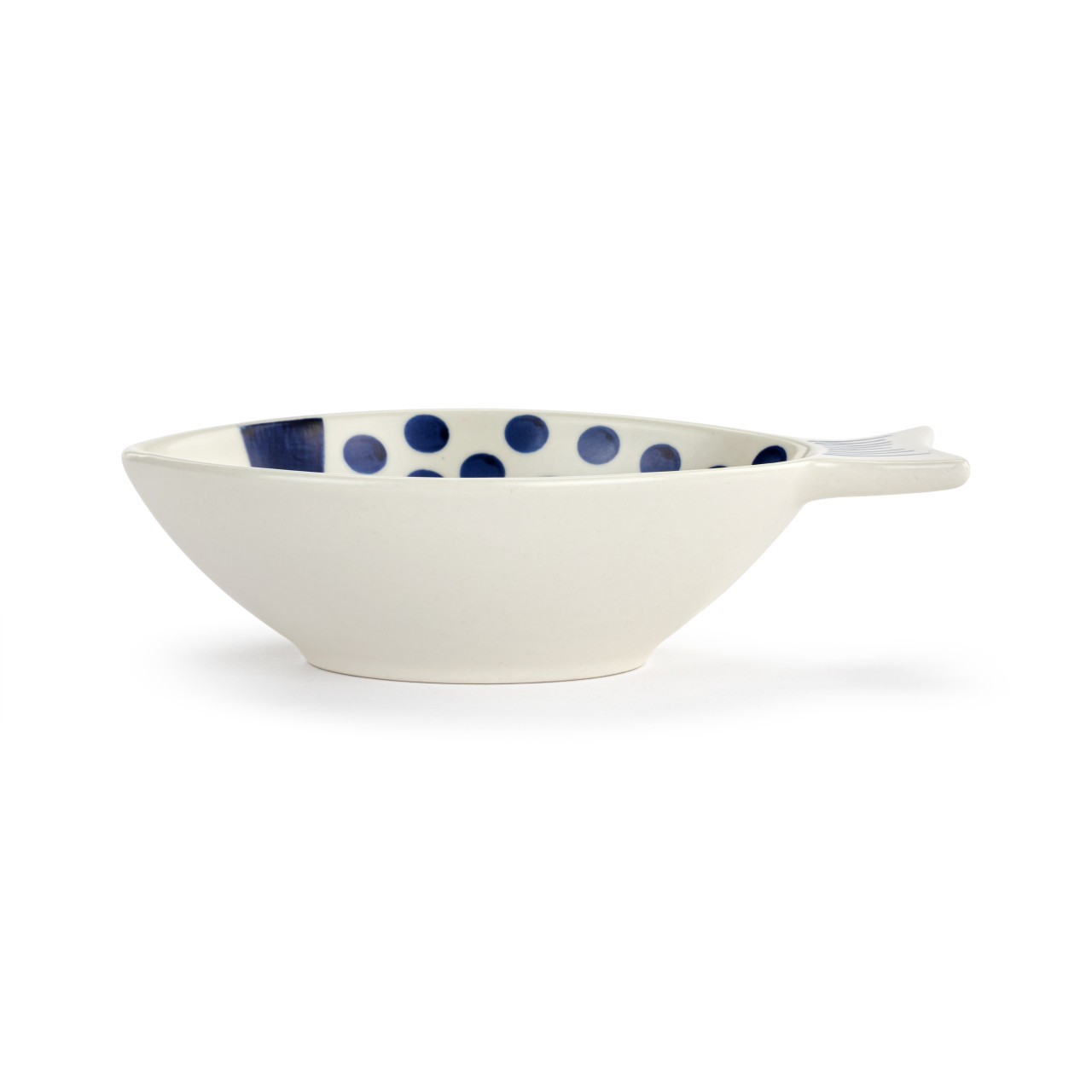Blue and White Dot Fish Ceramic Hand Painted Candy Dish - 7x4.5in thumbnail