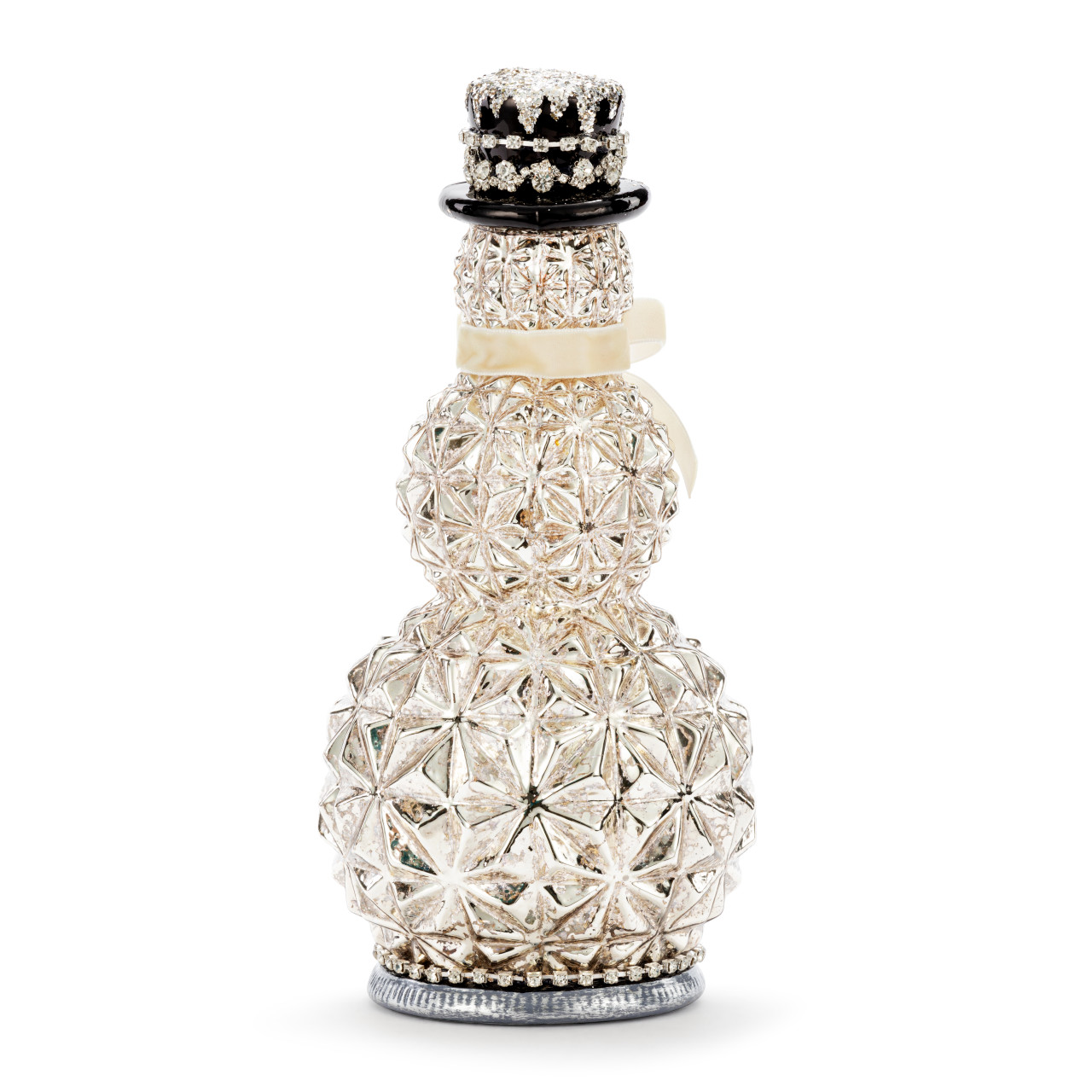 Mercury Glass Sparkle Lit Snowman Figure - 6x11in thumbnail