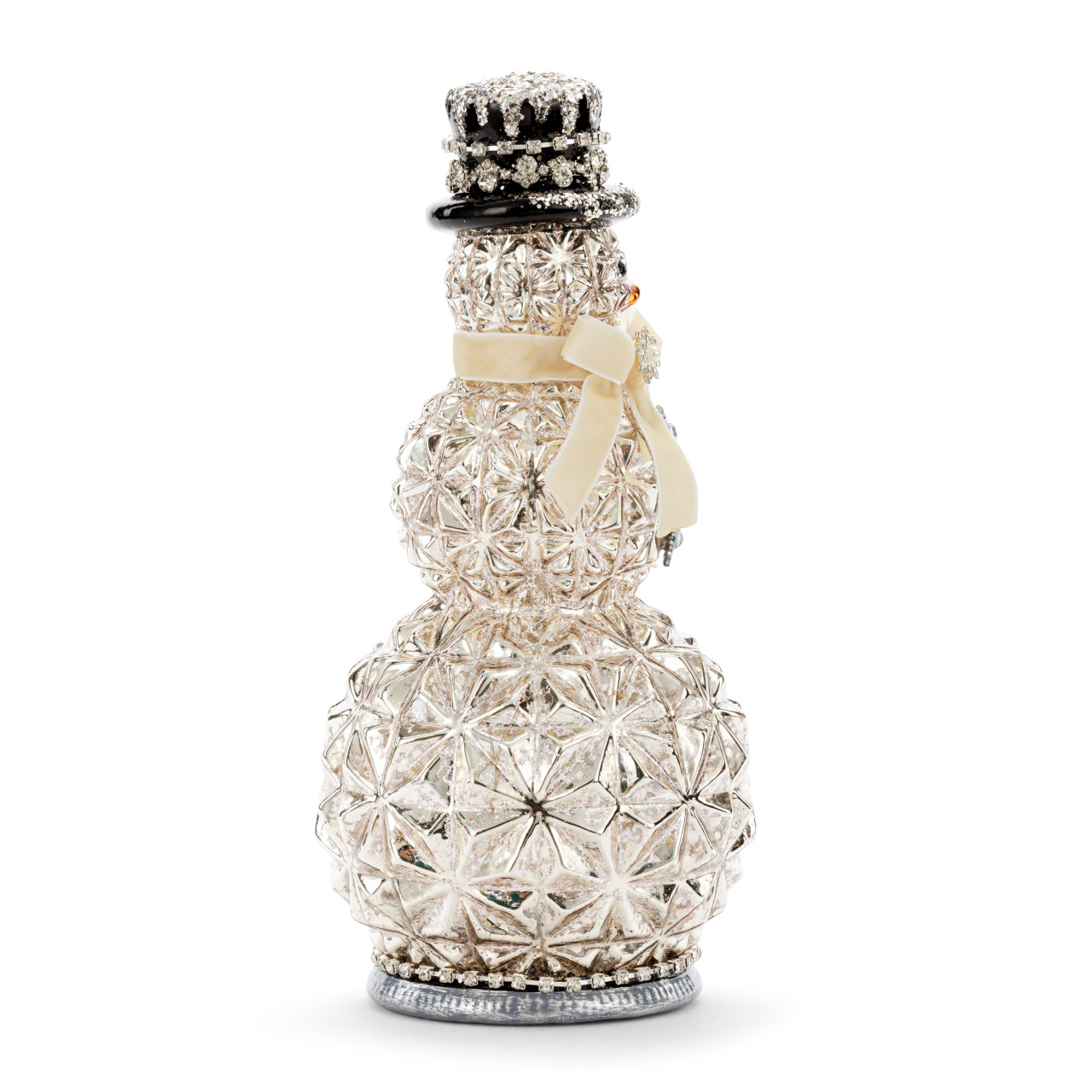 Mercury Glass Sparkle Lit Snowman Figure - 6x11in thumbnail