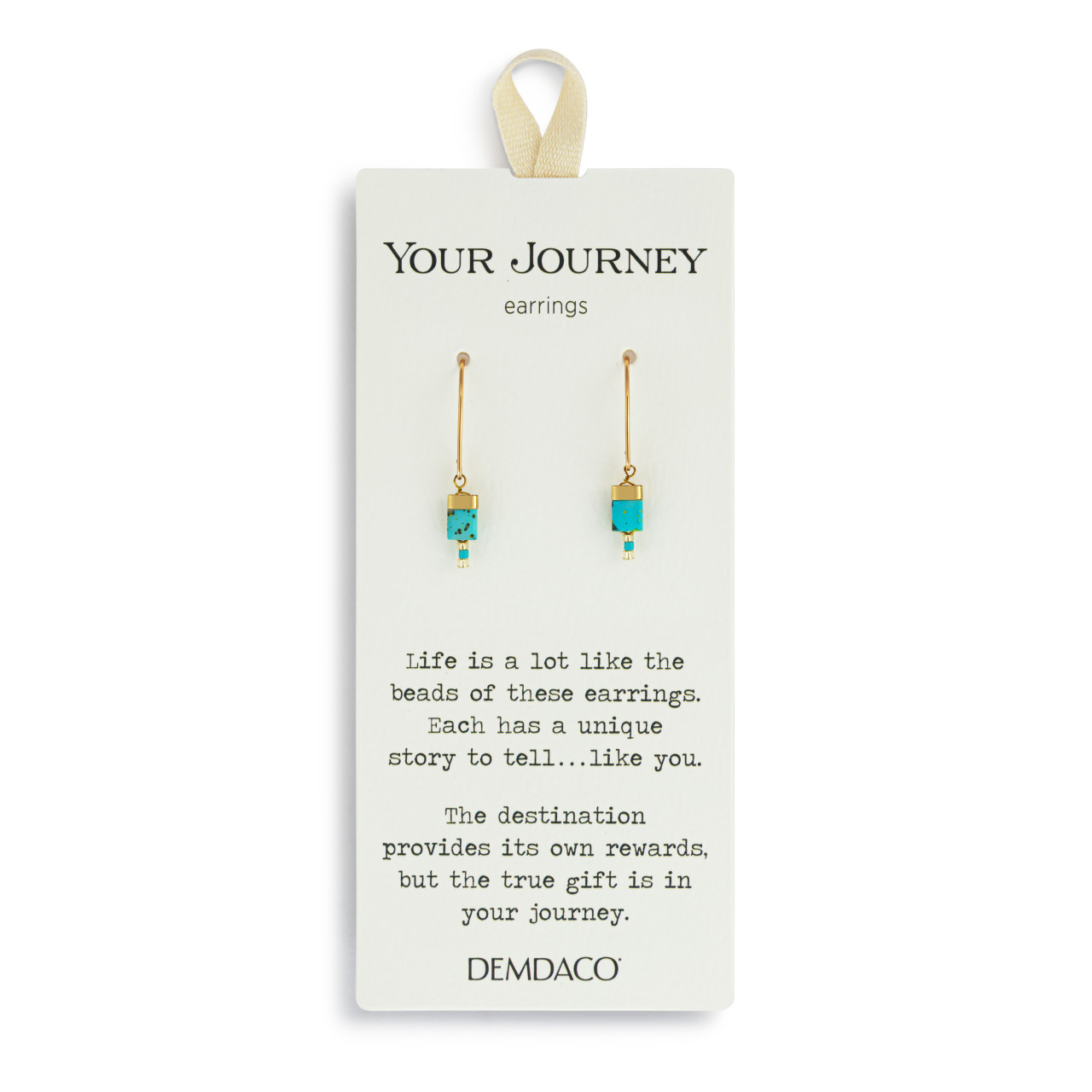 Beaded Tile Turquoise Earrings - 13.15x5.5mm thumbnail