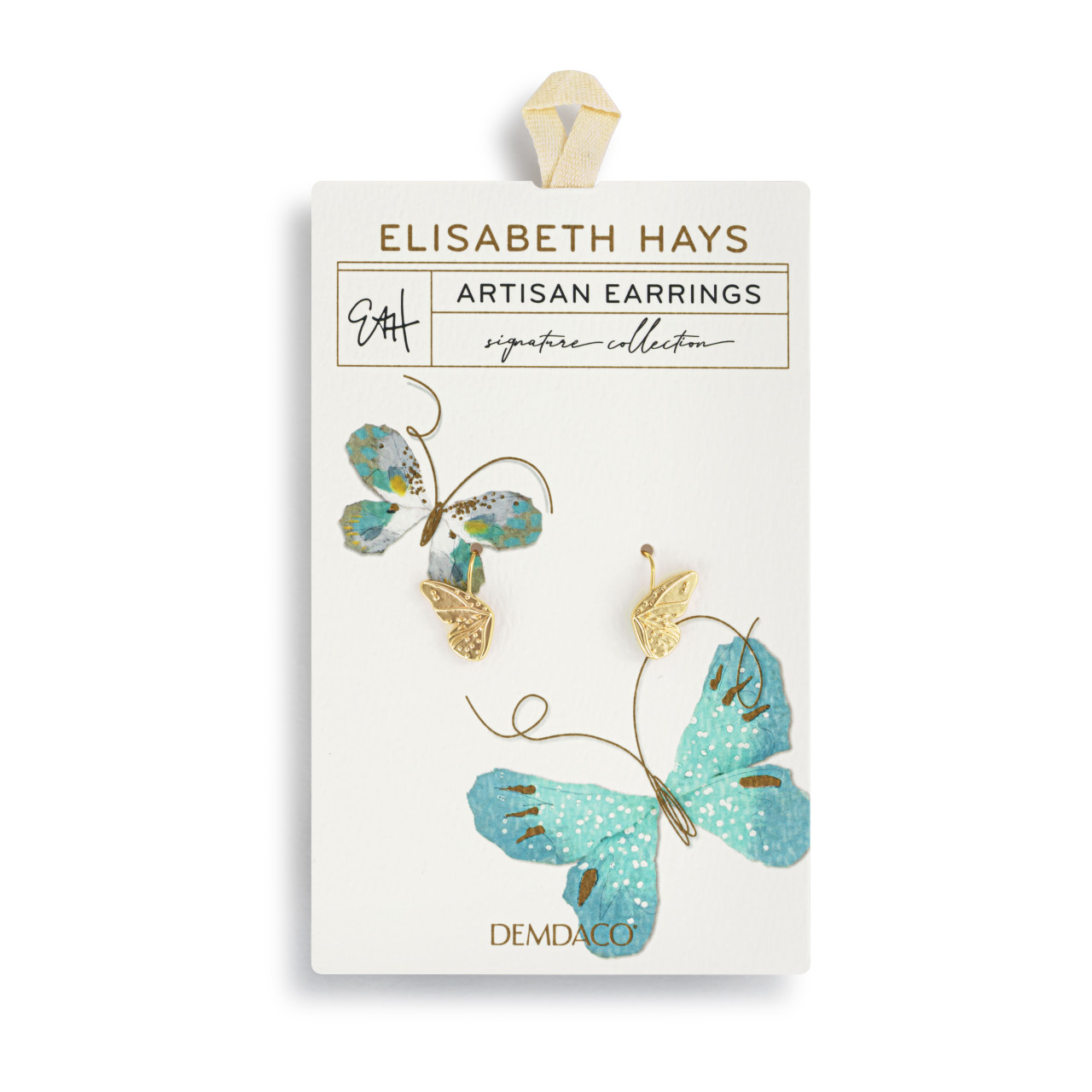 Butterfly Wings Gold Earrings - 11x16mm thumbnail