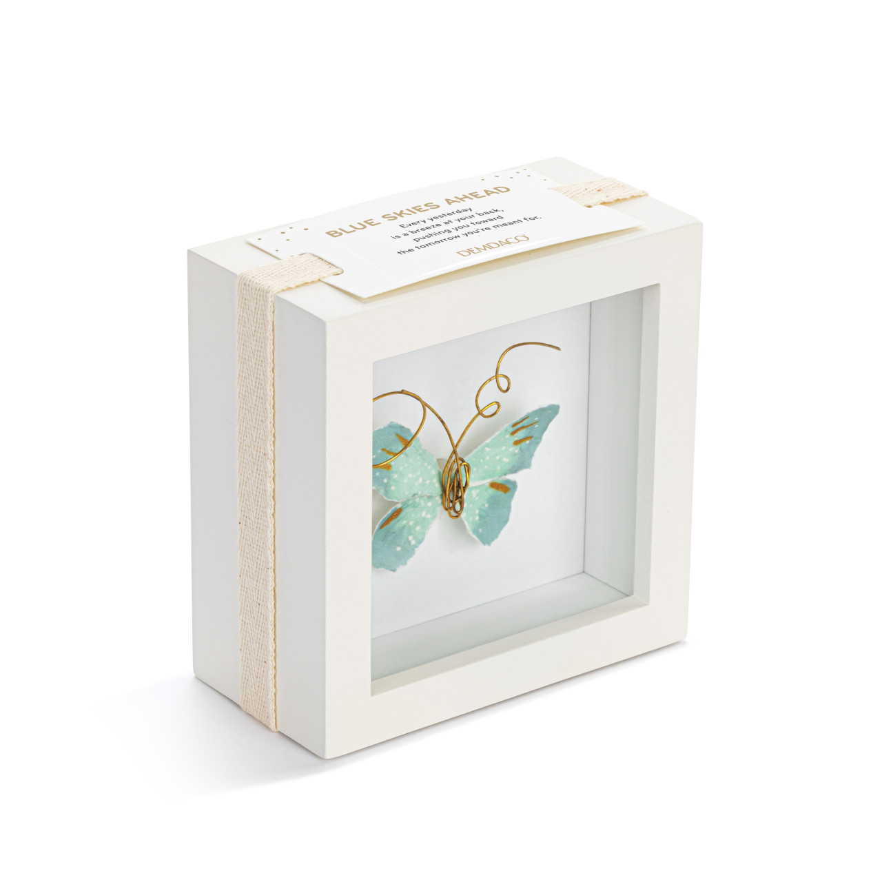 Blue Skies Light Blue Butterfly Shadow Box - 4in thumbnail