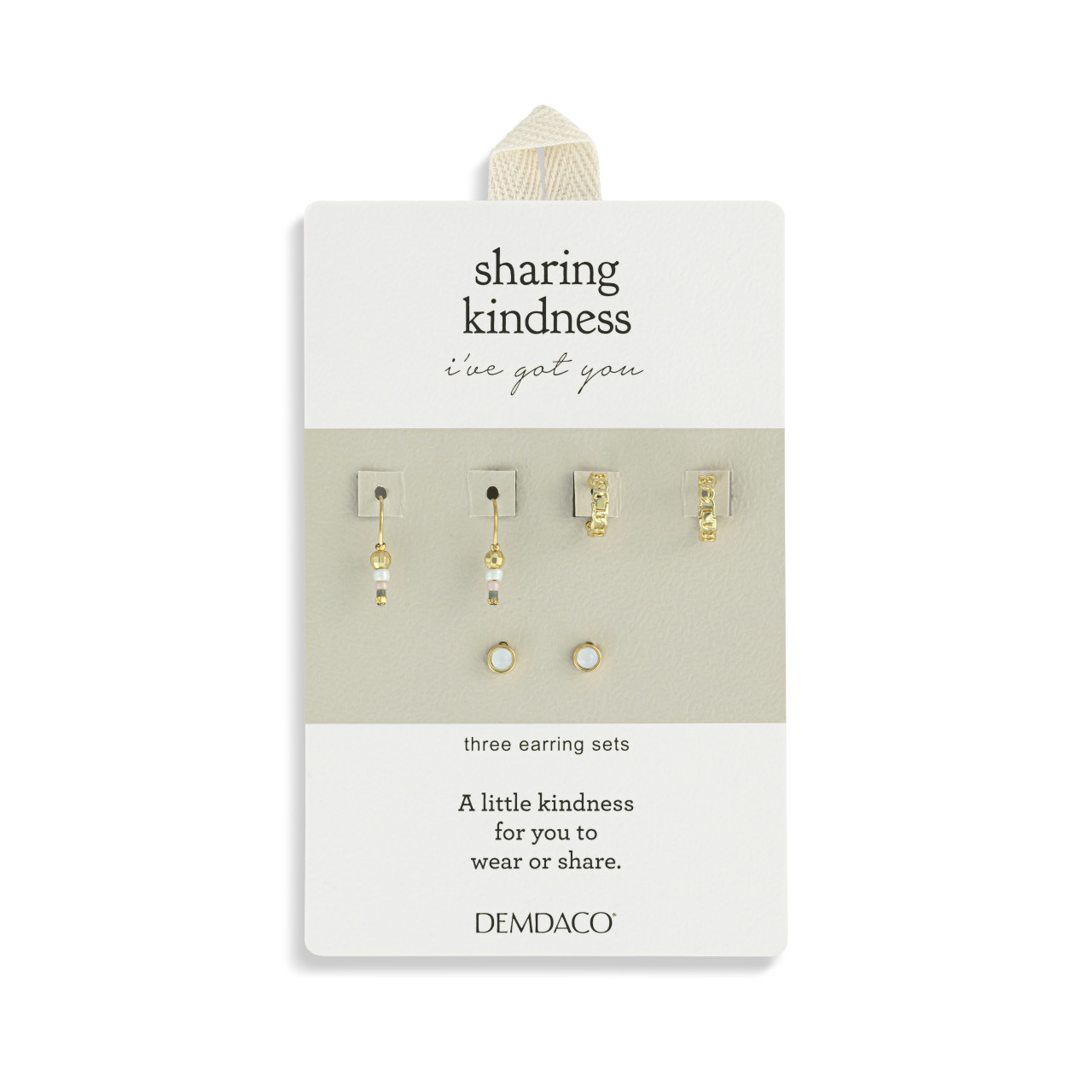 Dainty Bead Gold & Brown Earrings Set of 3 - 12x10mm thumbnail