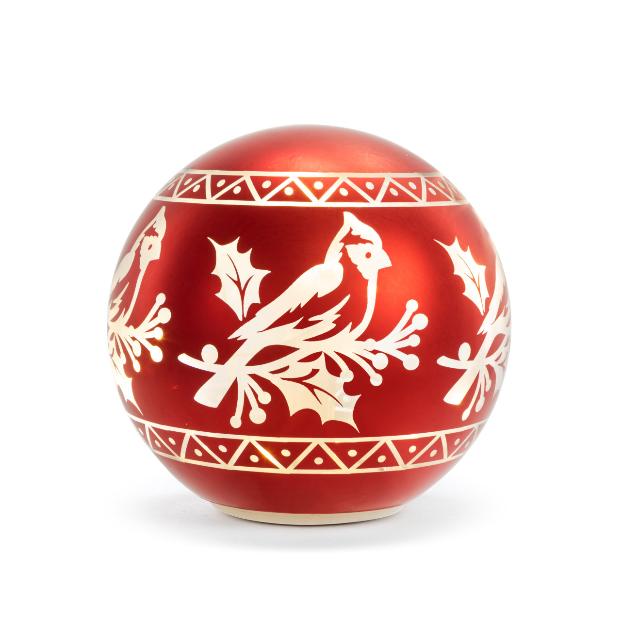 Red Cardinal Lit Glass Globe - 5in thumbnail