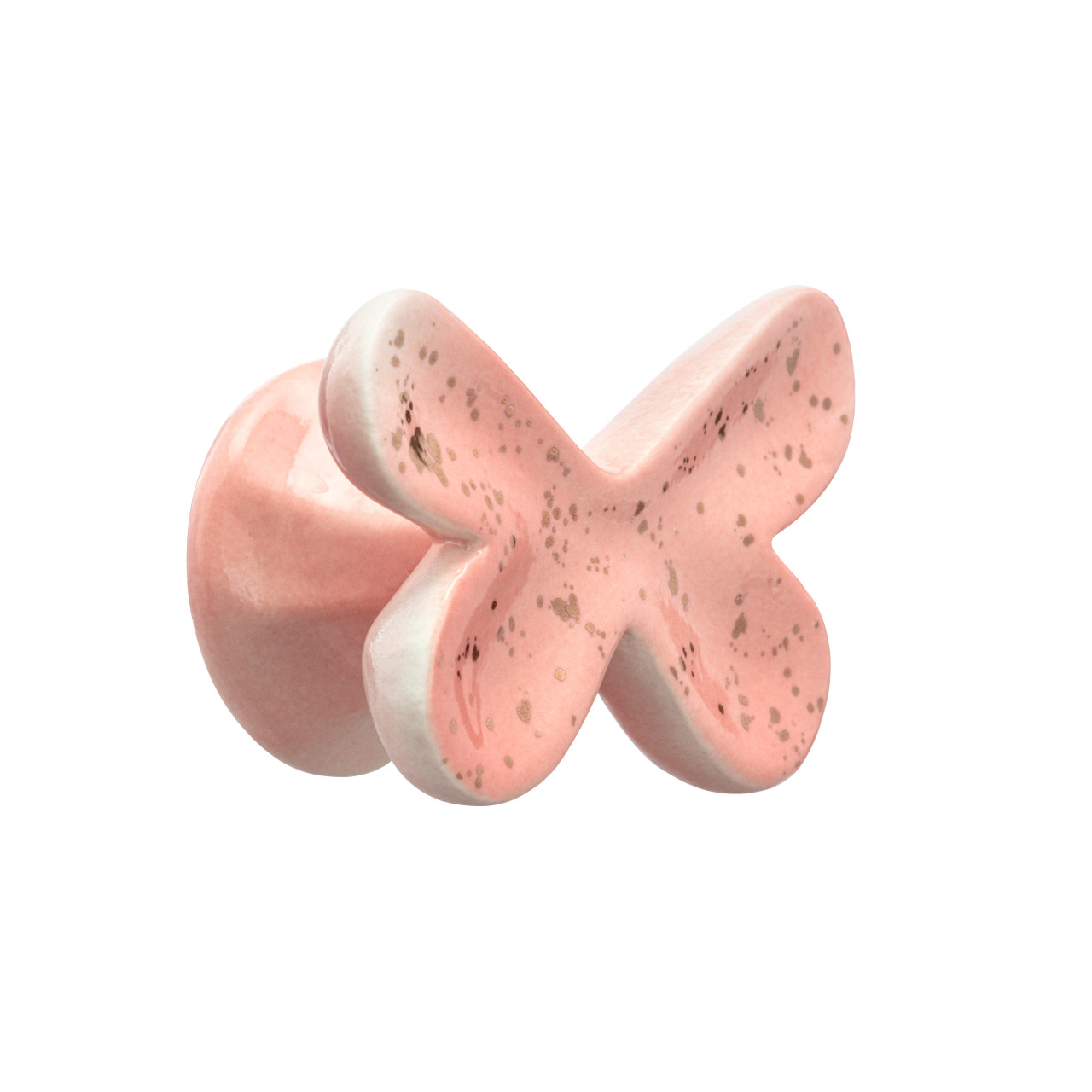 Pink and Gold Ceramic Butterfly Wall Hook - 4x3in thumbnail