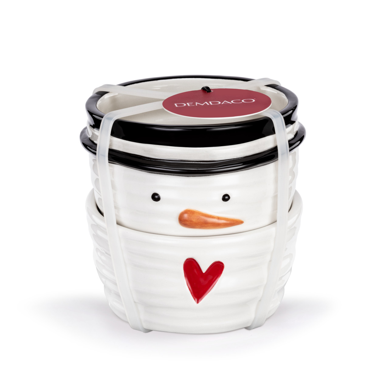 Snowman Red Heart Cream Small Bowls Set of 2 - 8oz thumbnail