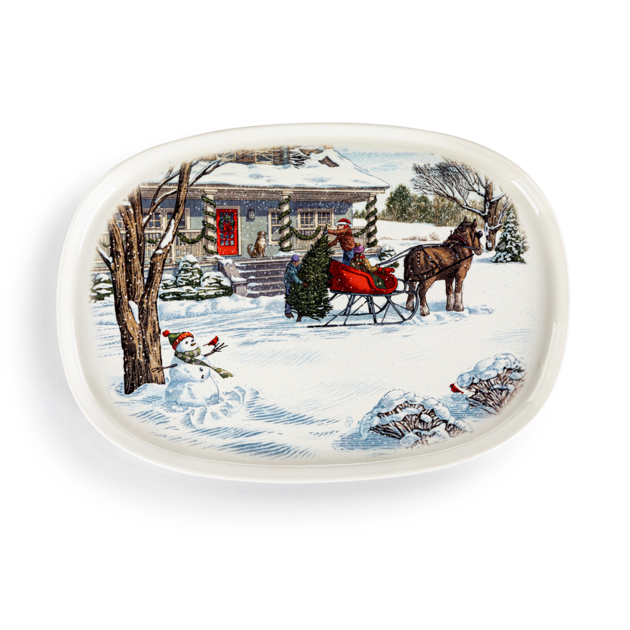 Winter Wonderland Ceramic Oval Platter - 15.5x11in thumbnail
