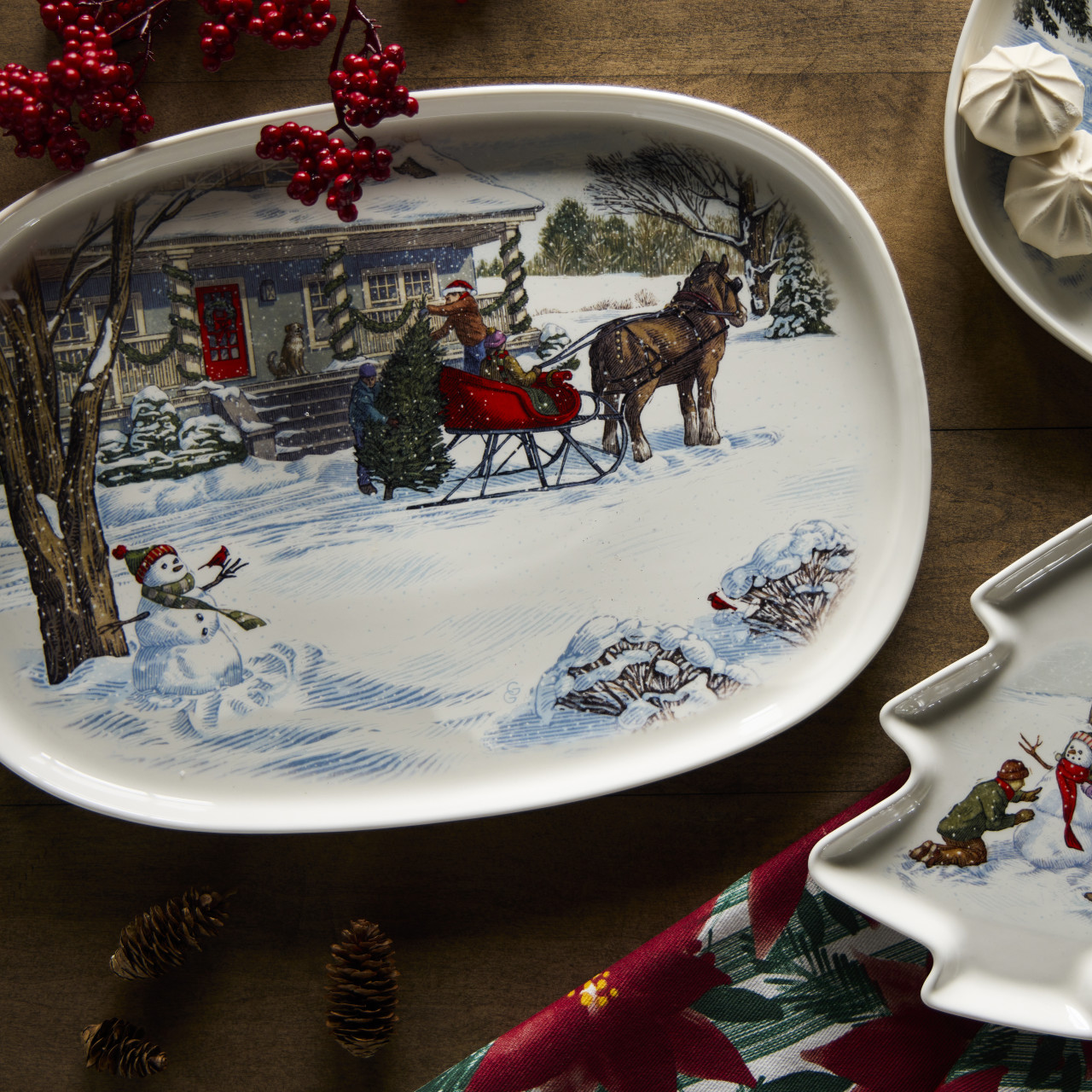 Winter Wonderland Ceramic Oval Platter - 15.5x11in thumbnail