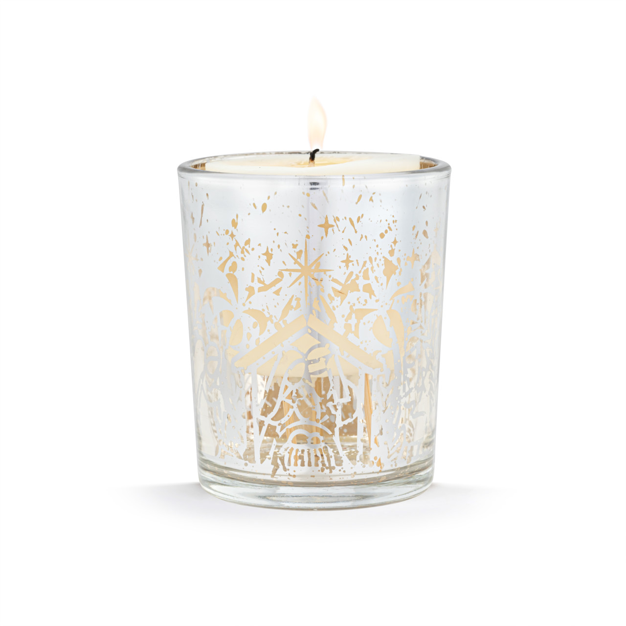 Nativity Metallic Mercury Glass Votive Holder - 2in thumbnail
