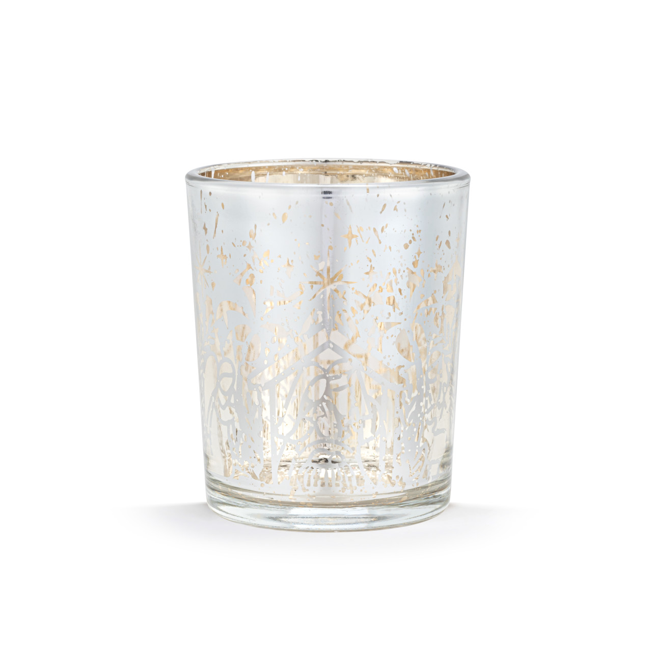 Nativity Metallic Mercury Glass Votive Holder - 2in thumbnail