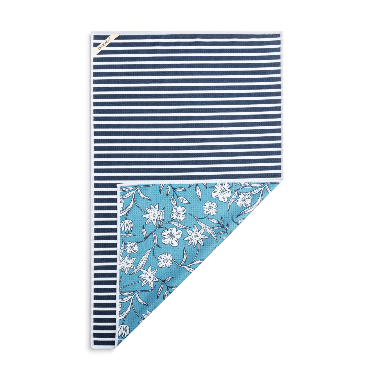 Blue Floral Absorbent Reversible Towel - 18x30in thumbnail