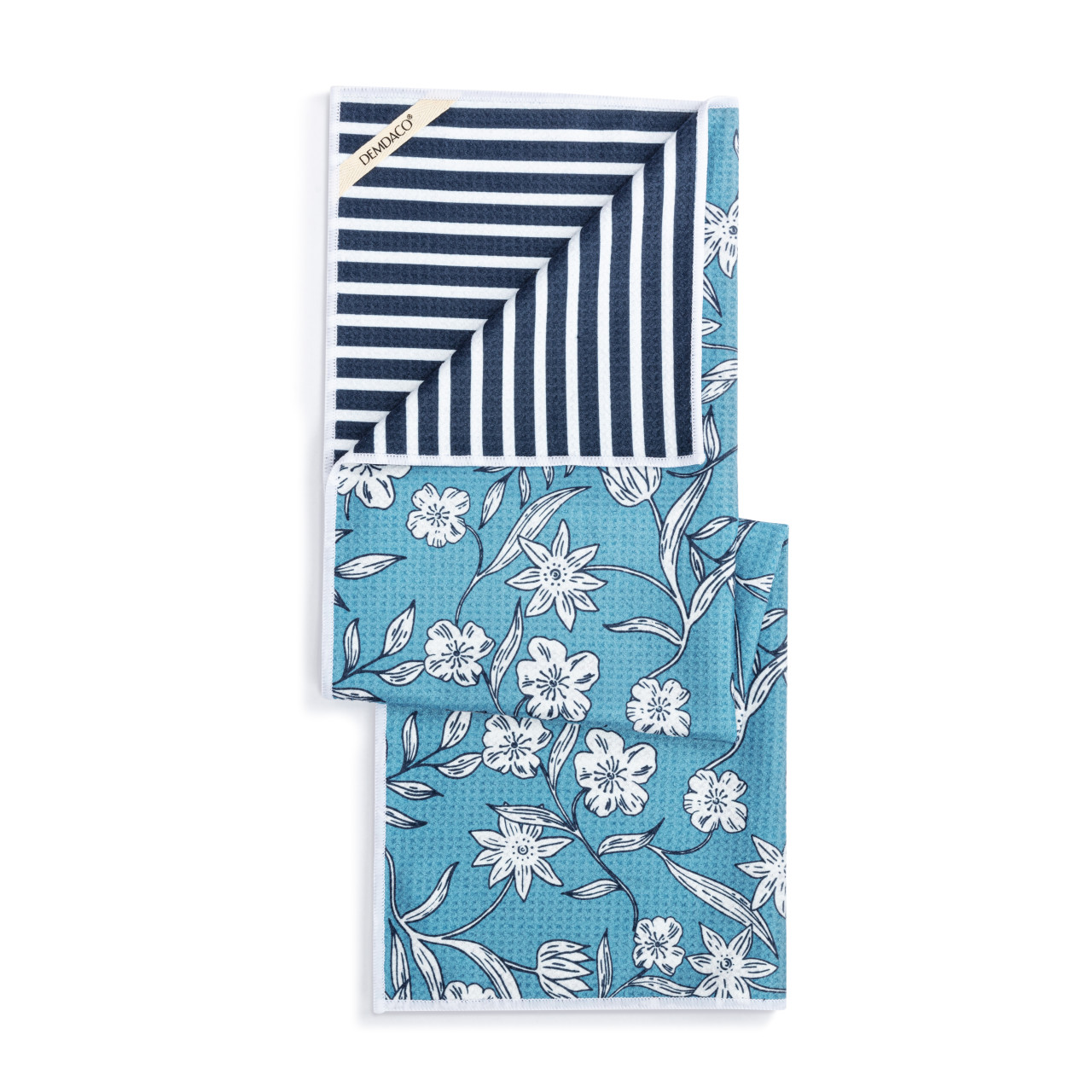 Blue Floral Absorbent Reversible Towel - 18x30in thumbnail