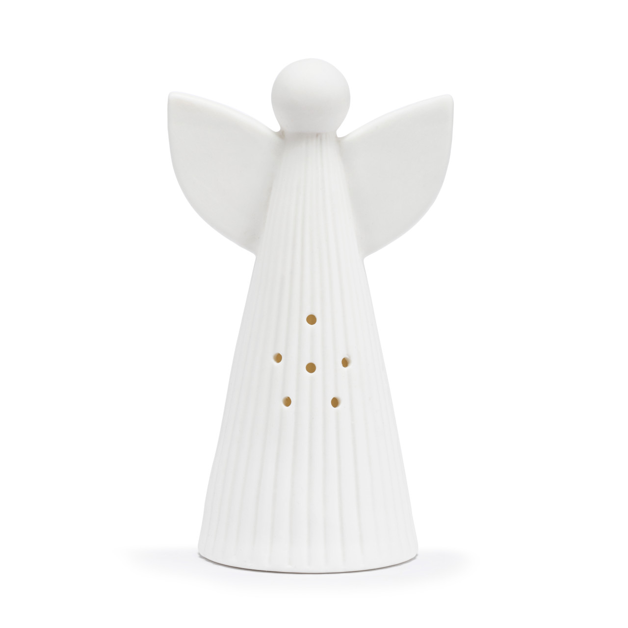 White LED Ceramic Small Angel Figure - 3x5in thumbnail
