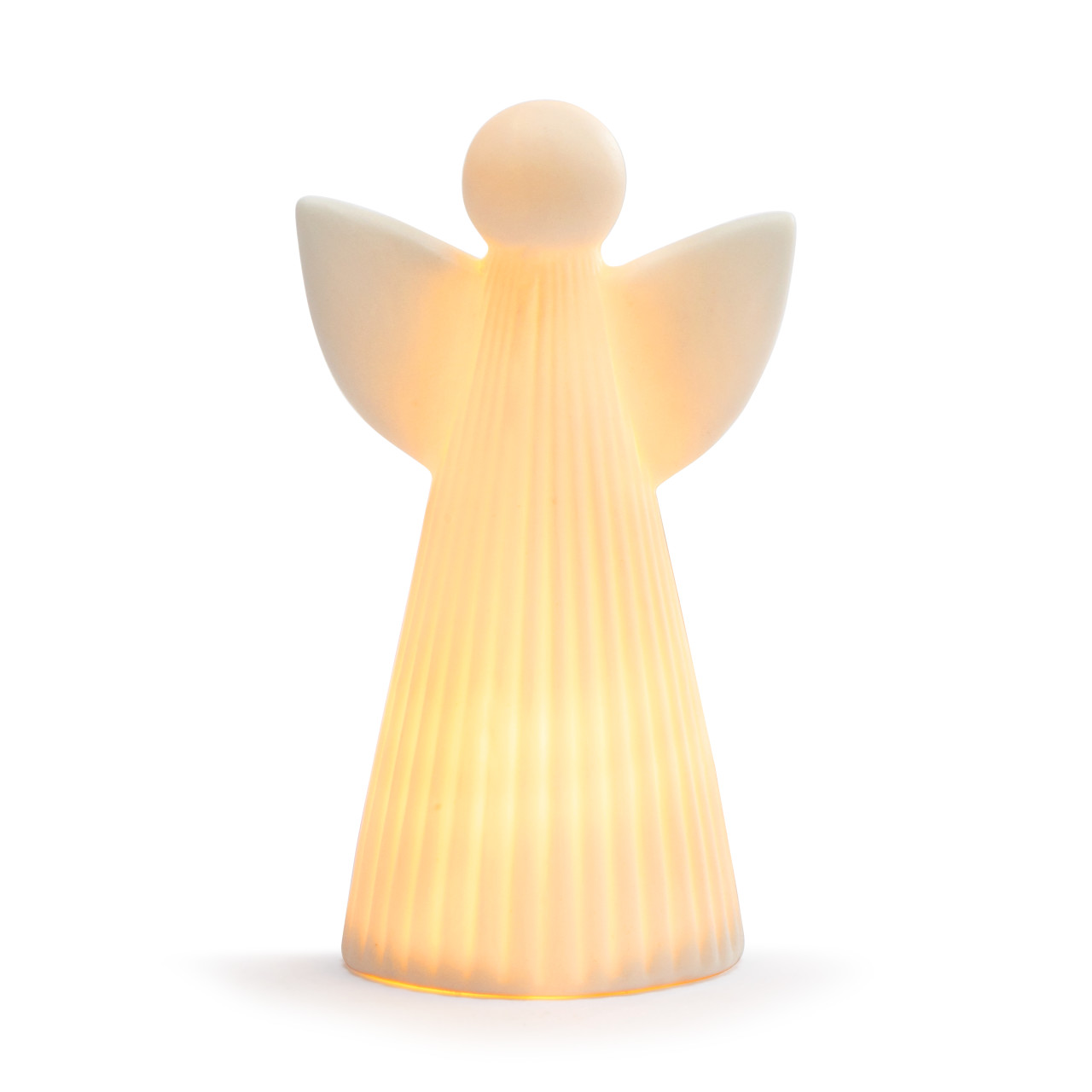 White LED Ceramic Small Angel Figure - 3x5in thumbnail