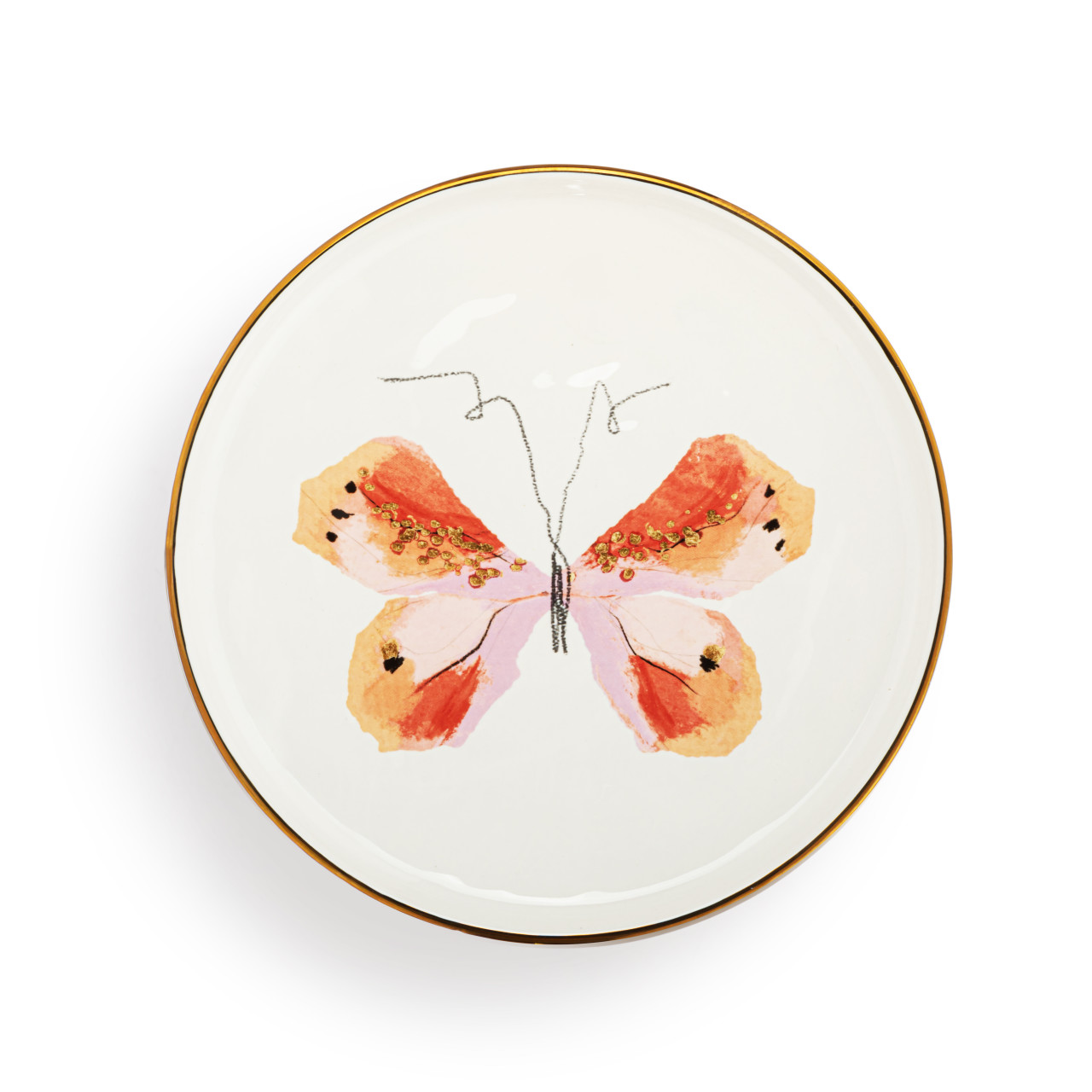 Fuchsia Butterfly Ceramic Hanging Salad Plate - 8in thumbnail