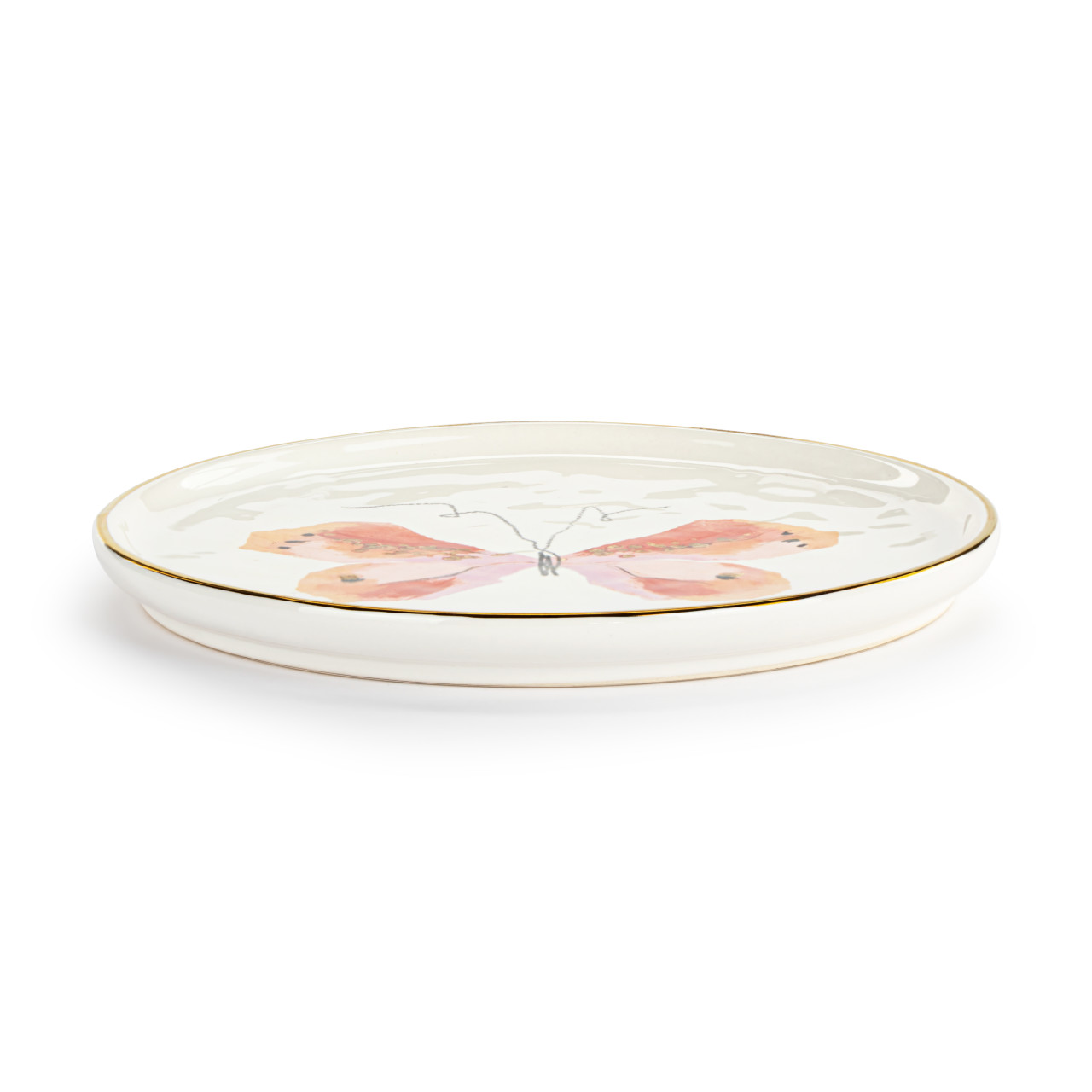 Fuchsia Butterfly Ceramic Hanging Salad Plate - 8in thumbnail