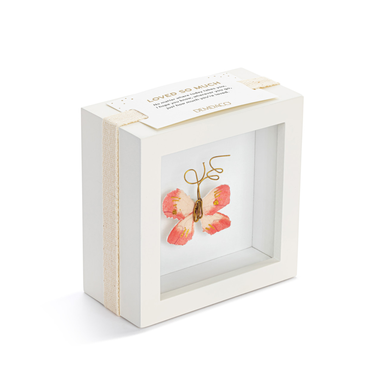 Loved So Much Coral Butterfly Shadow Box - 4in thumbnail