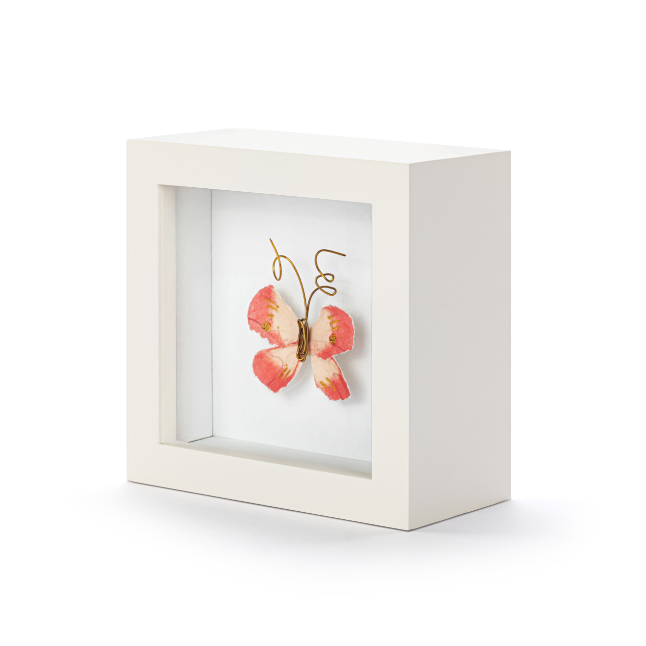 Loved So Much Coral Butterfly Shadow Box - 4in thumbnail