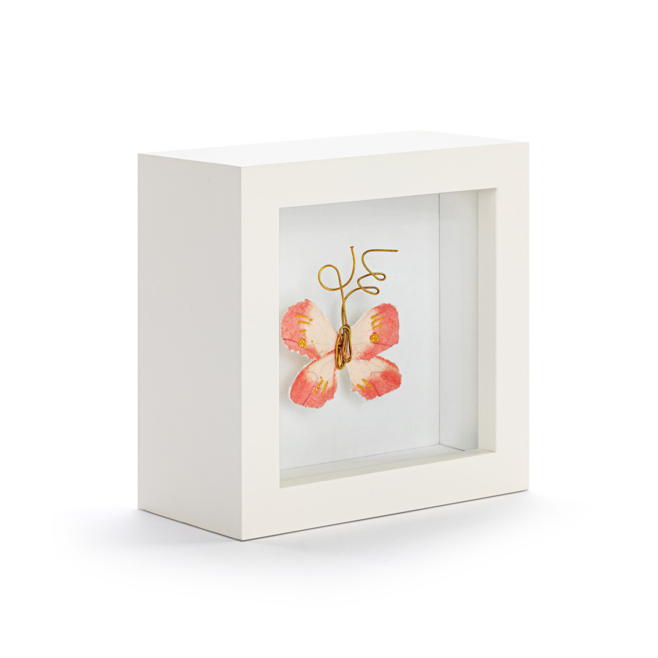 Loved So Much Coral Butterfly Shadow Box - 4in thumbnail
