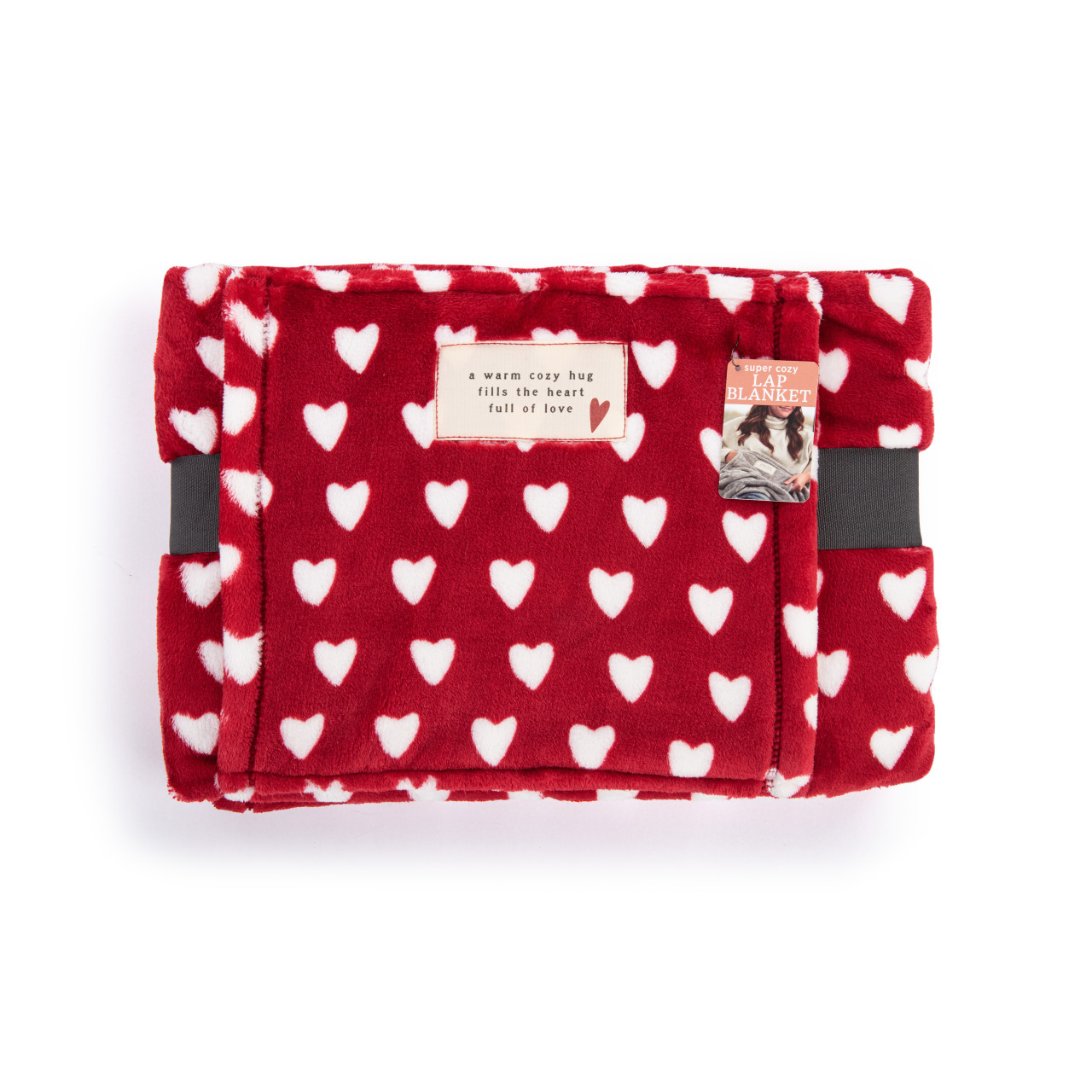 Heart Full of Love Red and White Heart Lap Blanket - 36x48in thumbnail
