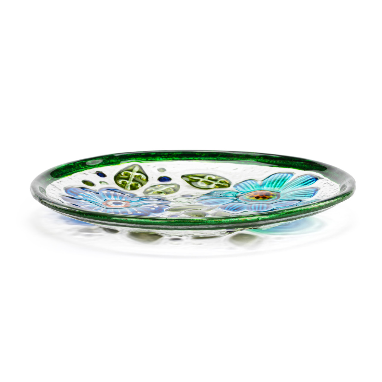 Blue Floral Glass Round Plate - 6.5in thumbnail