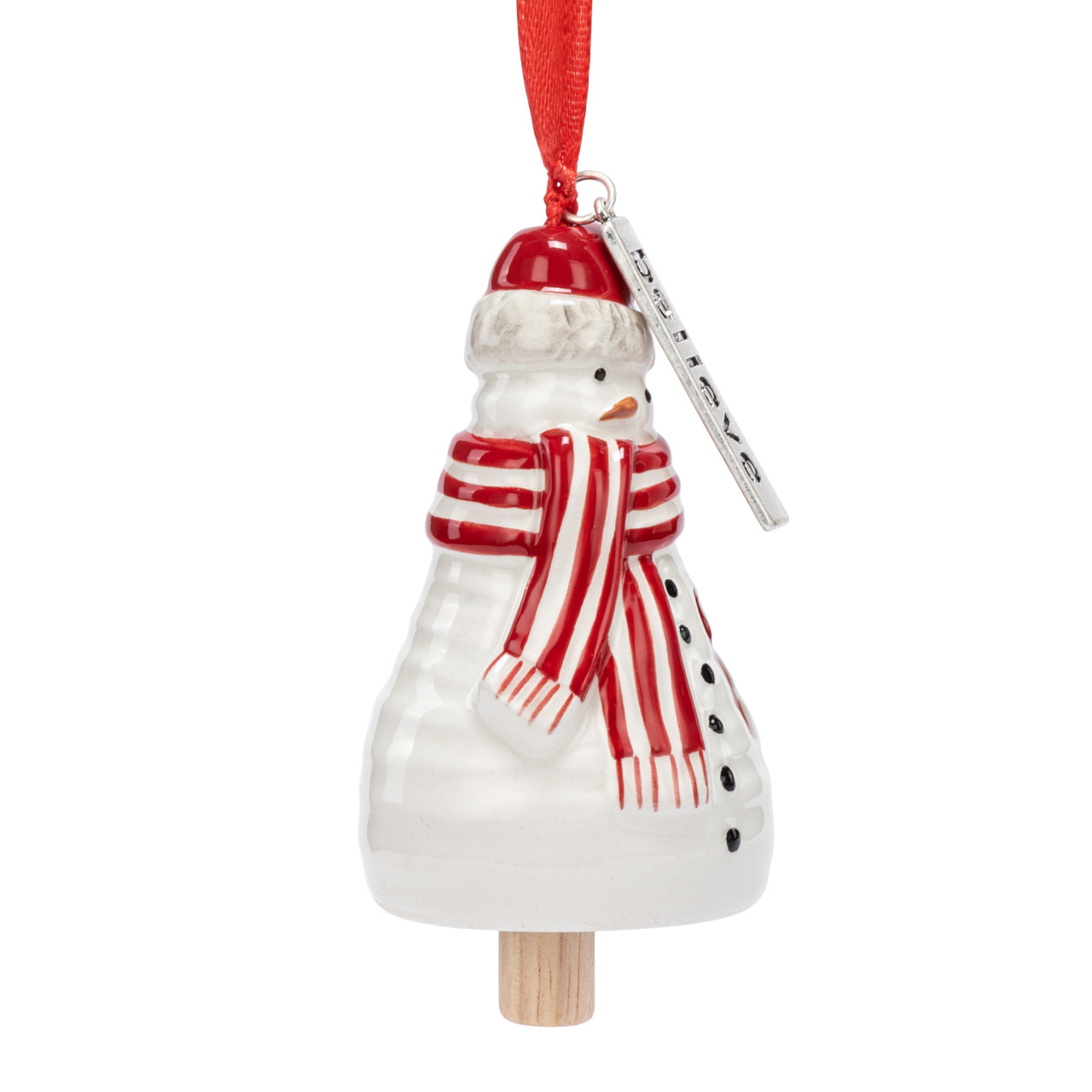 Believe Snowman Red Heart Mini Bell Ornament - 1.5x3in thumbnail