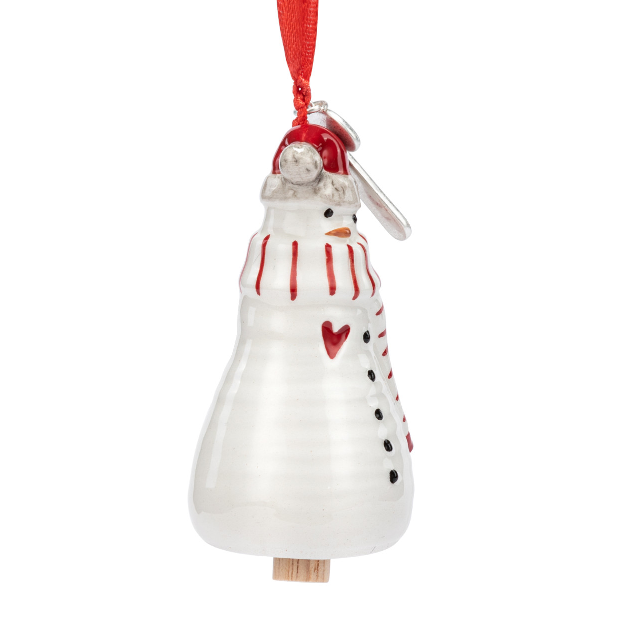 Kindness Snowman Red Heart Mini Bell Ornament - 1.5x3in thumbnail