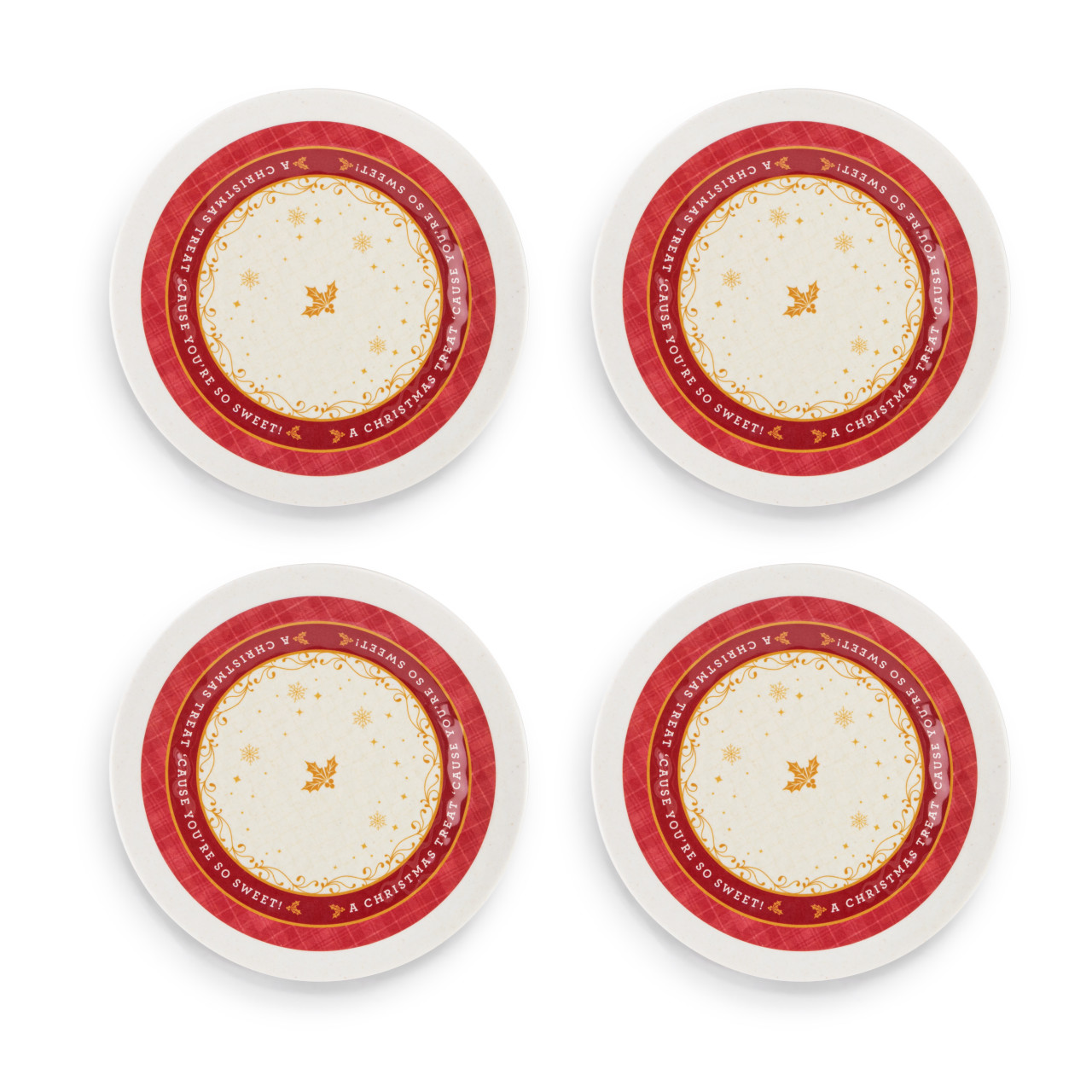 Scroll and Plaid Melamine Appetizer Plates Set of 4 - 6.5in thumbnail