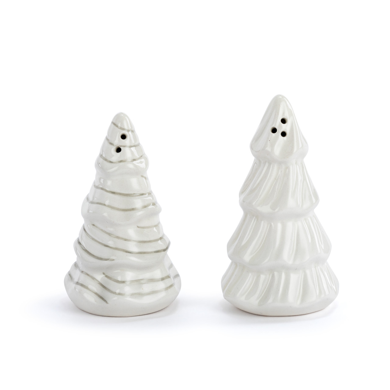 Snowy Trees Cream Ceramic Salt & Pepper Shakers Set of 2 - 2x4in thumbnail