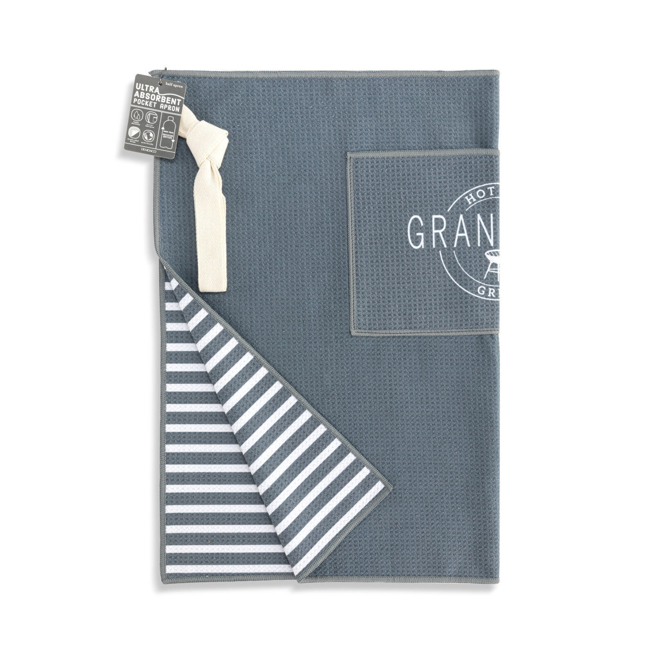 Grandpa's Grill Men's Grey Absorbent Half Apron - 27x20in thumbnail