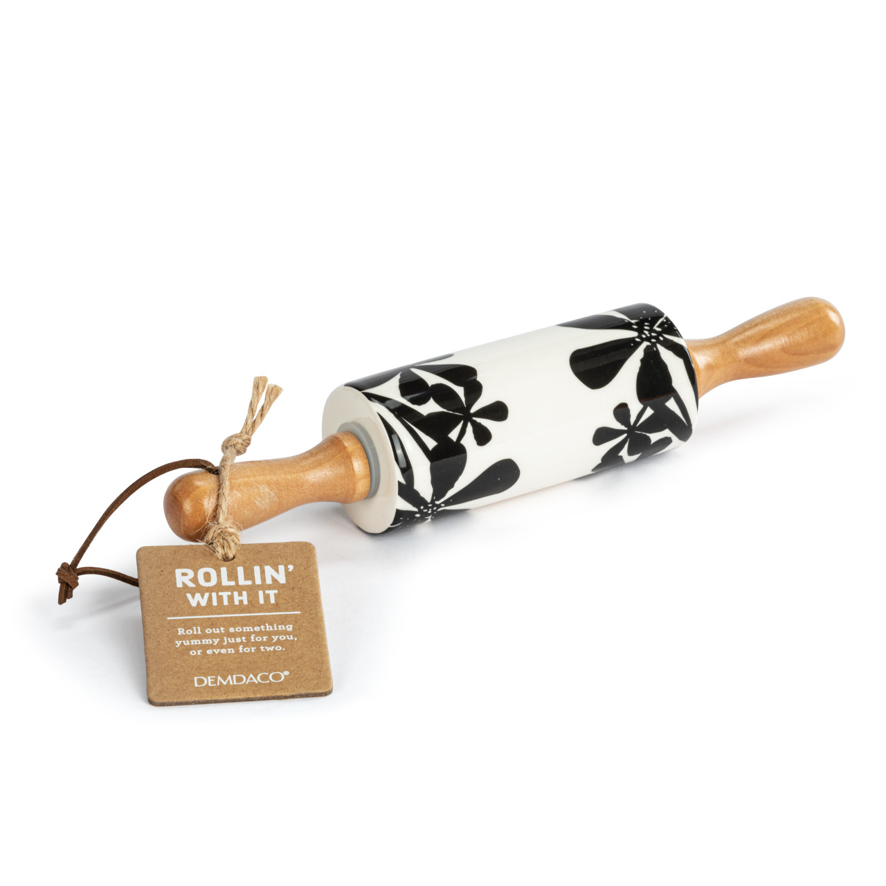 Bold Floral Ceramic Rolling Pin - 9in thumbnail