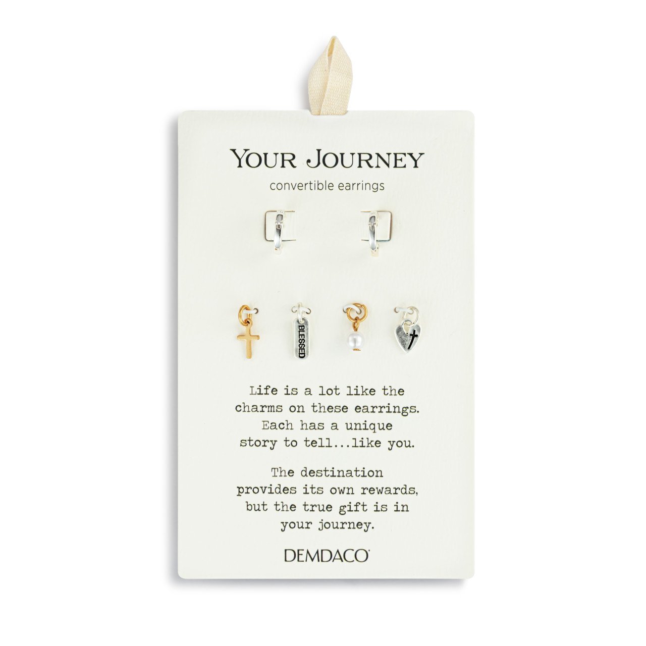 Faith Charm Silver Earring Set - 8mm thumbnail