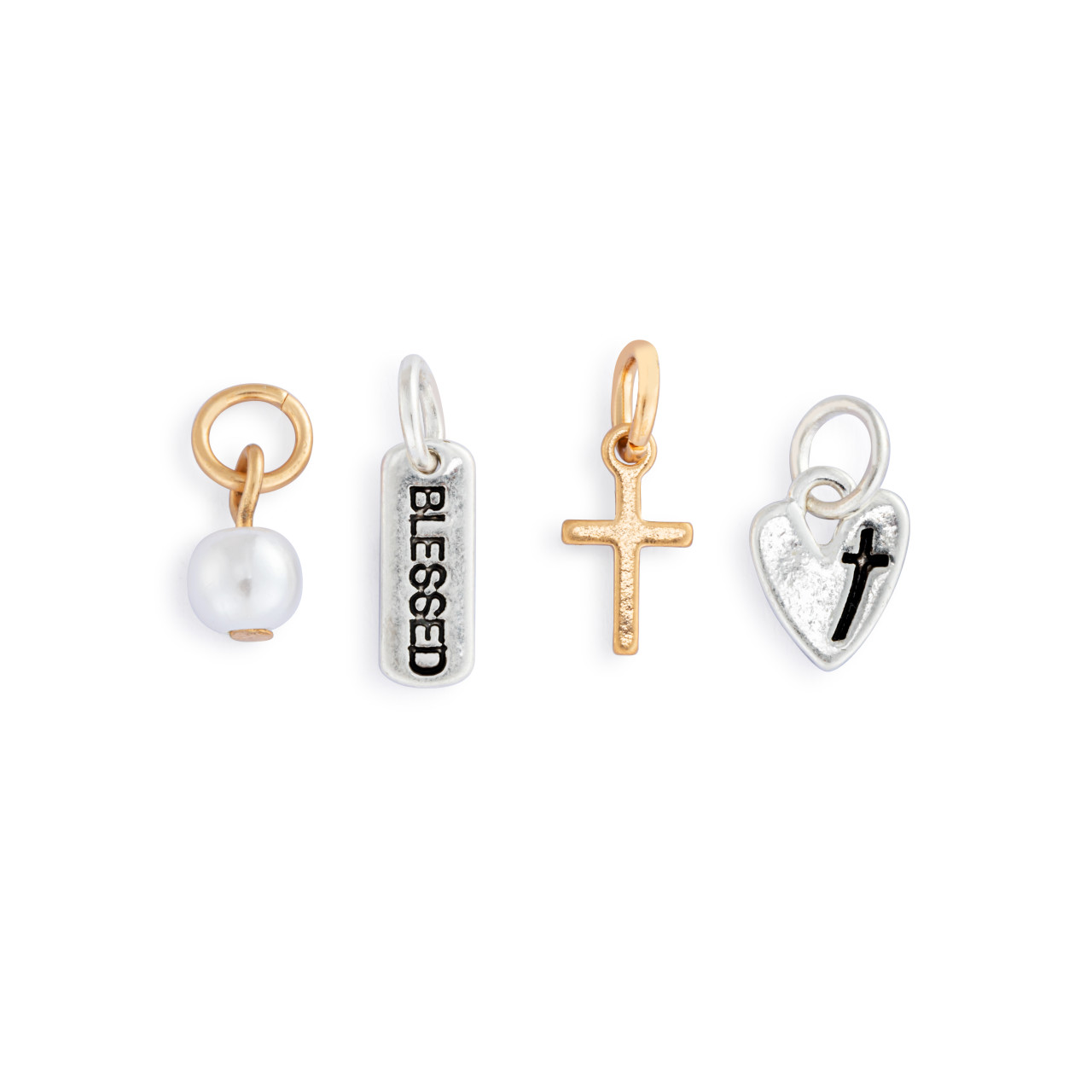 Faith Charm Silver Earring Set - 8mm thumbnail