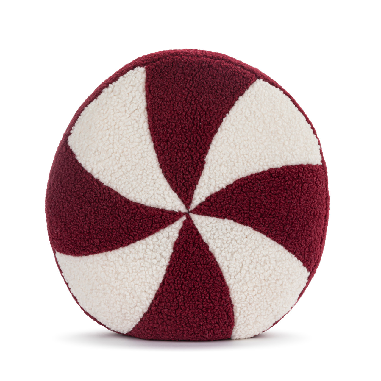 Boucle Red and White Peppermint Round Pillow - 15in thumbnail
