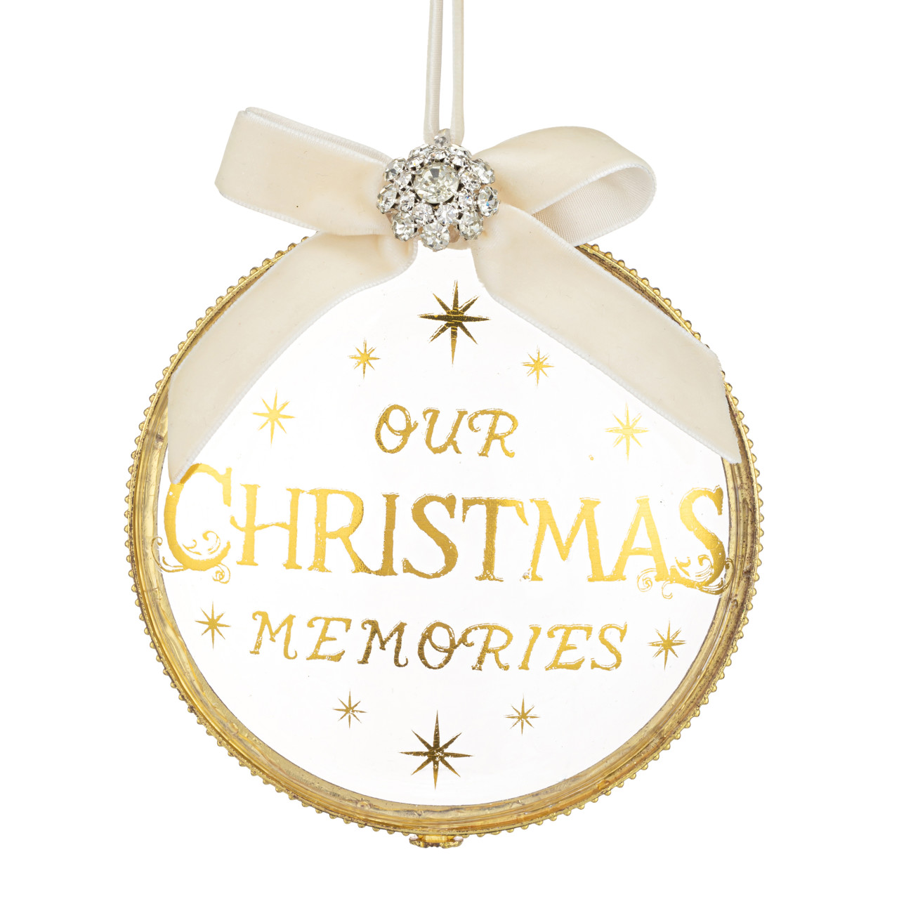 Our Christmas Memories Hinged Glass Locket Ornament - 5in thumbnail
