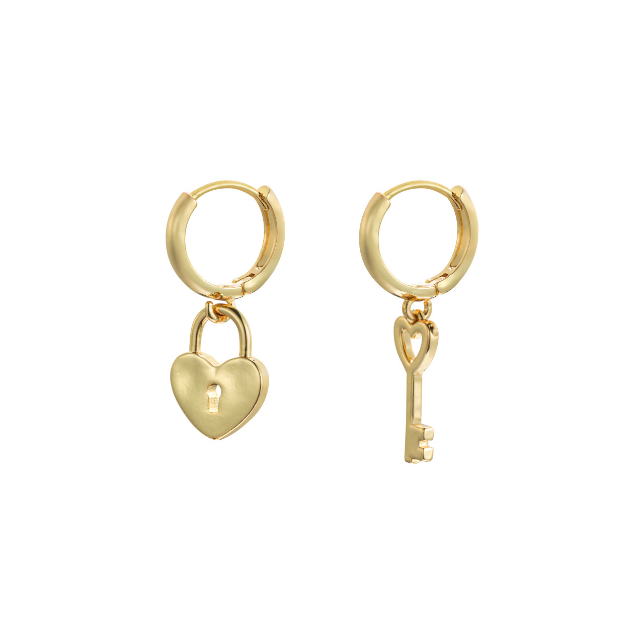 Mismatched Lock & Key Earring Set - 14mm thumbnail