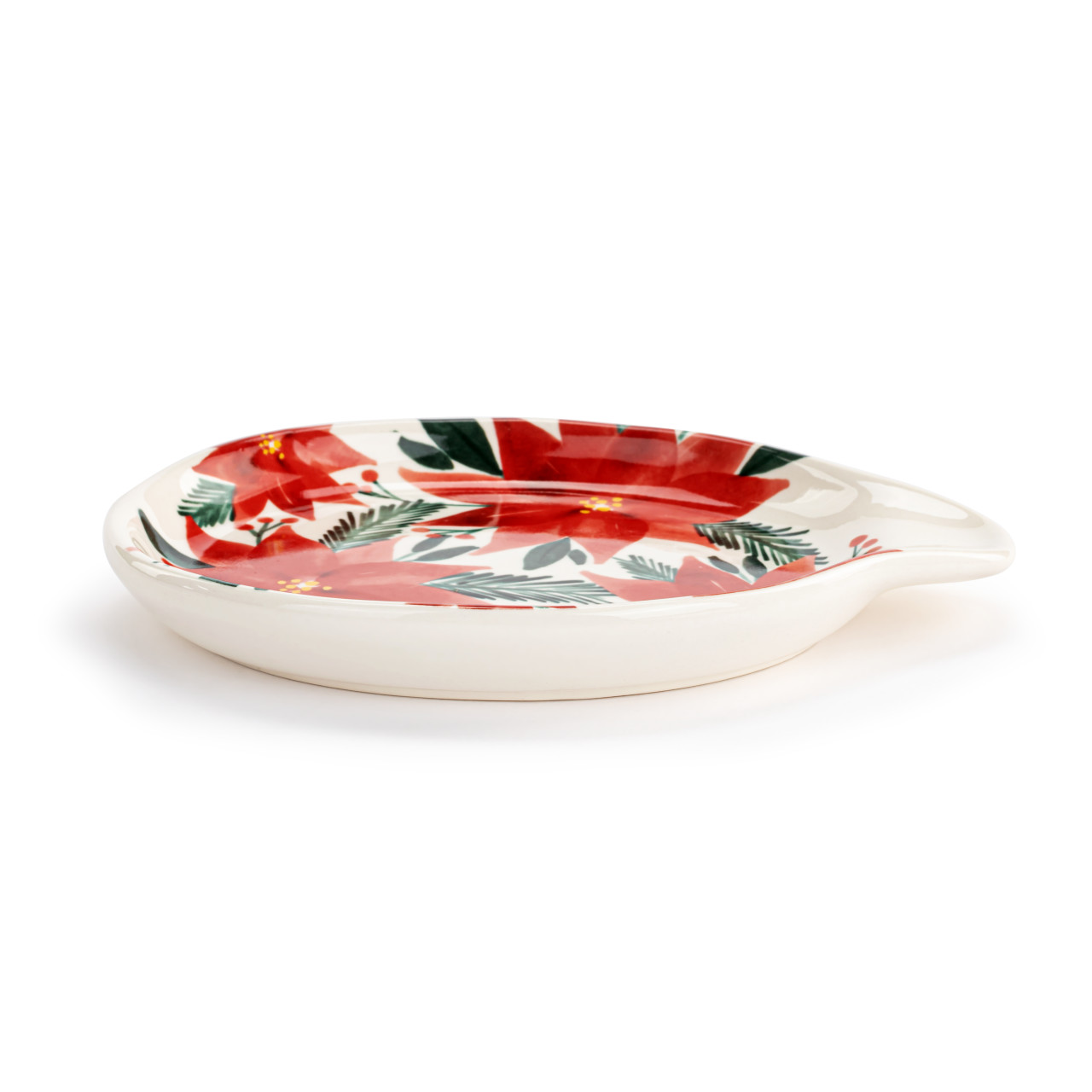 Poinsettia Ceramic Spoon Rest - 4.5x6in thumbnail