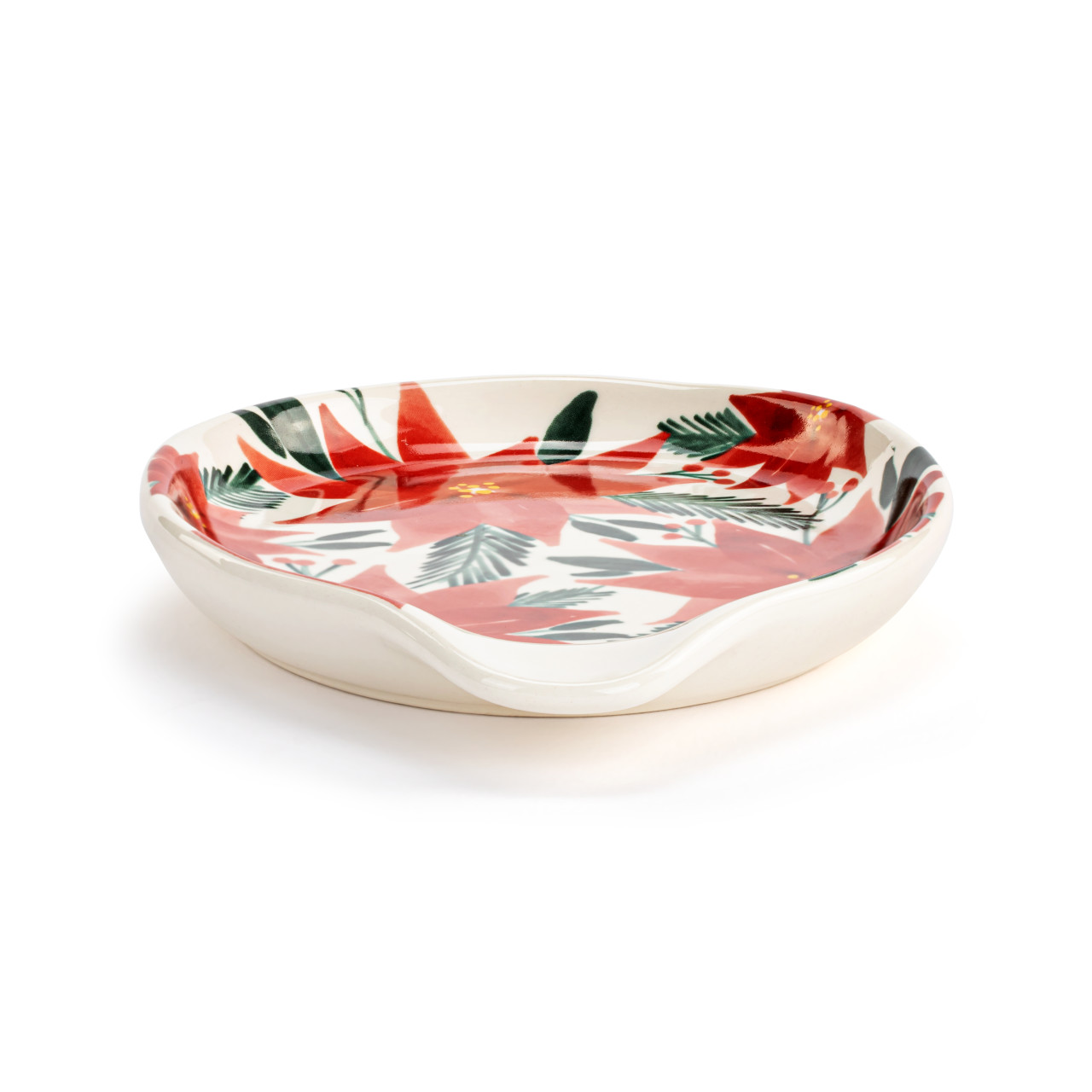 Poinsettia Ceramic Spoon Rest - 4.5x6in thumbnail
