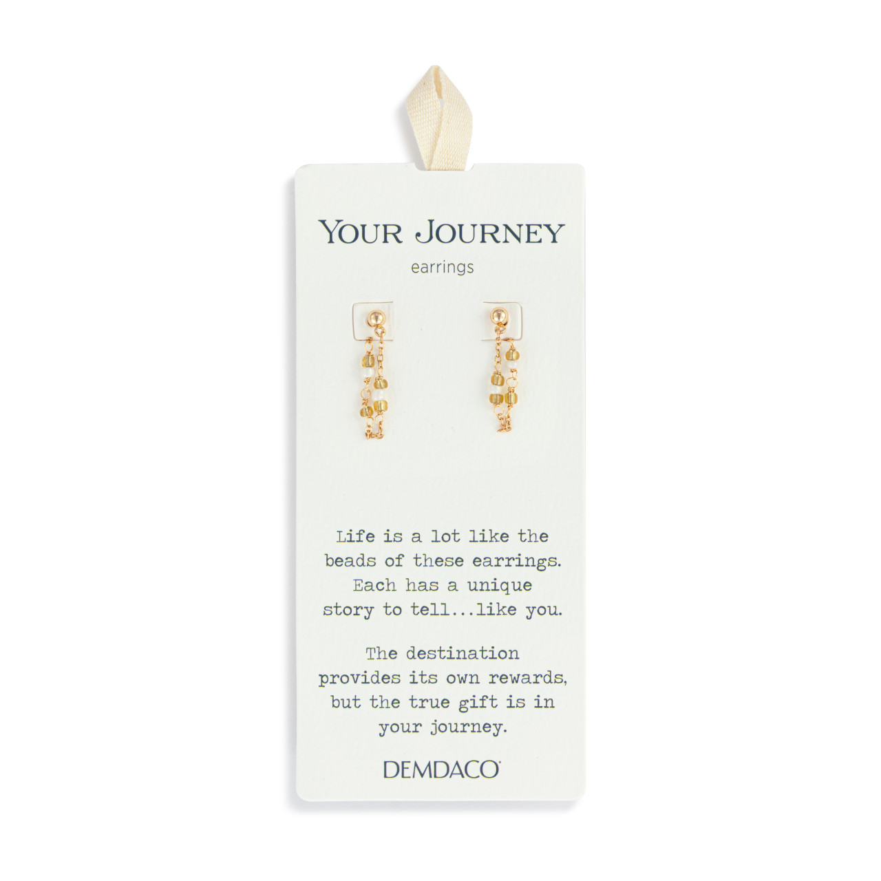Beaded White/Gold Earrings - 25.5x26.5mm thumbnail