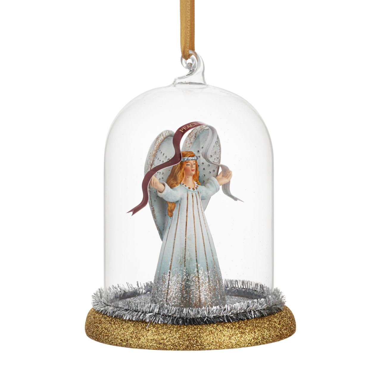 Guardian Angel Peace & Love Cloche Ornament - 3.5x5.5in thumbnail