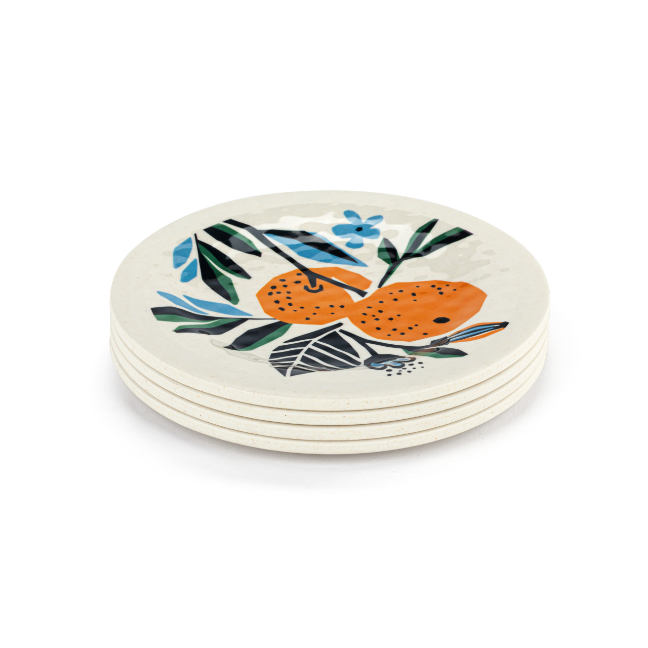 Citrus Blooms Bamboo Melamine Appetizer Plates Set of 4 - 6.5in thumbnail