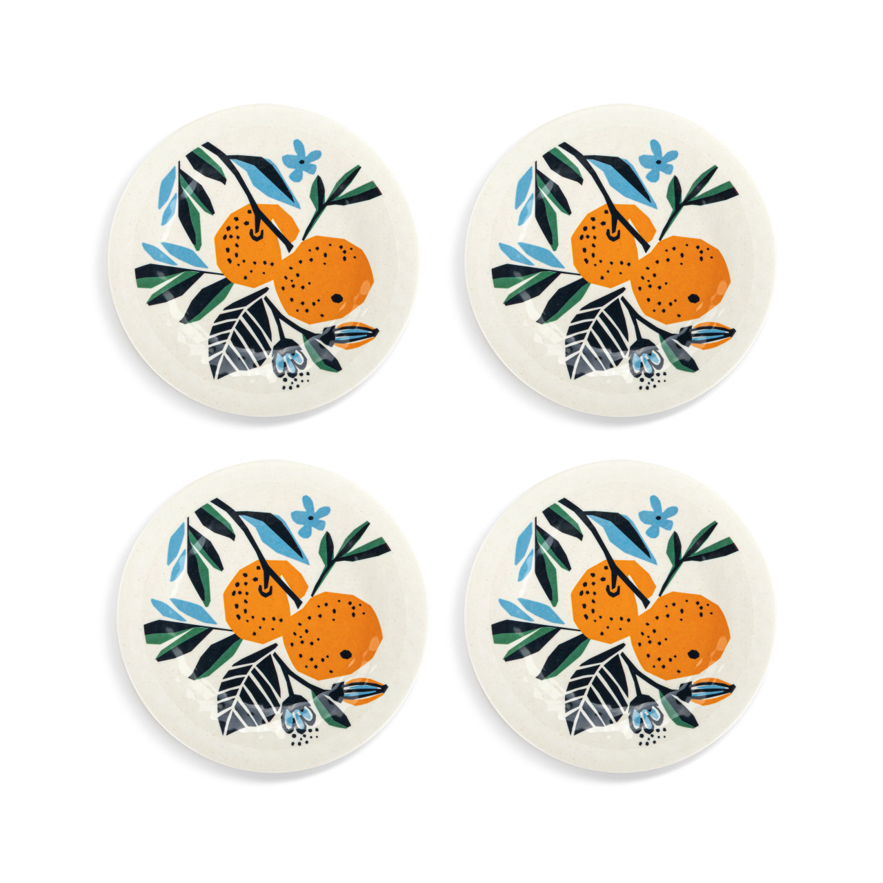 Citrus Blooms Bamboo Melamine Appetizer Plates Set of 4 - 6.5in thumbnail
