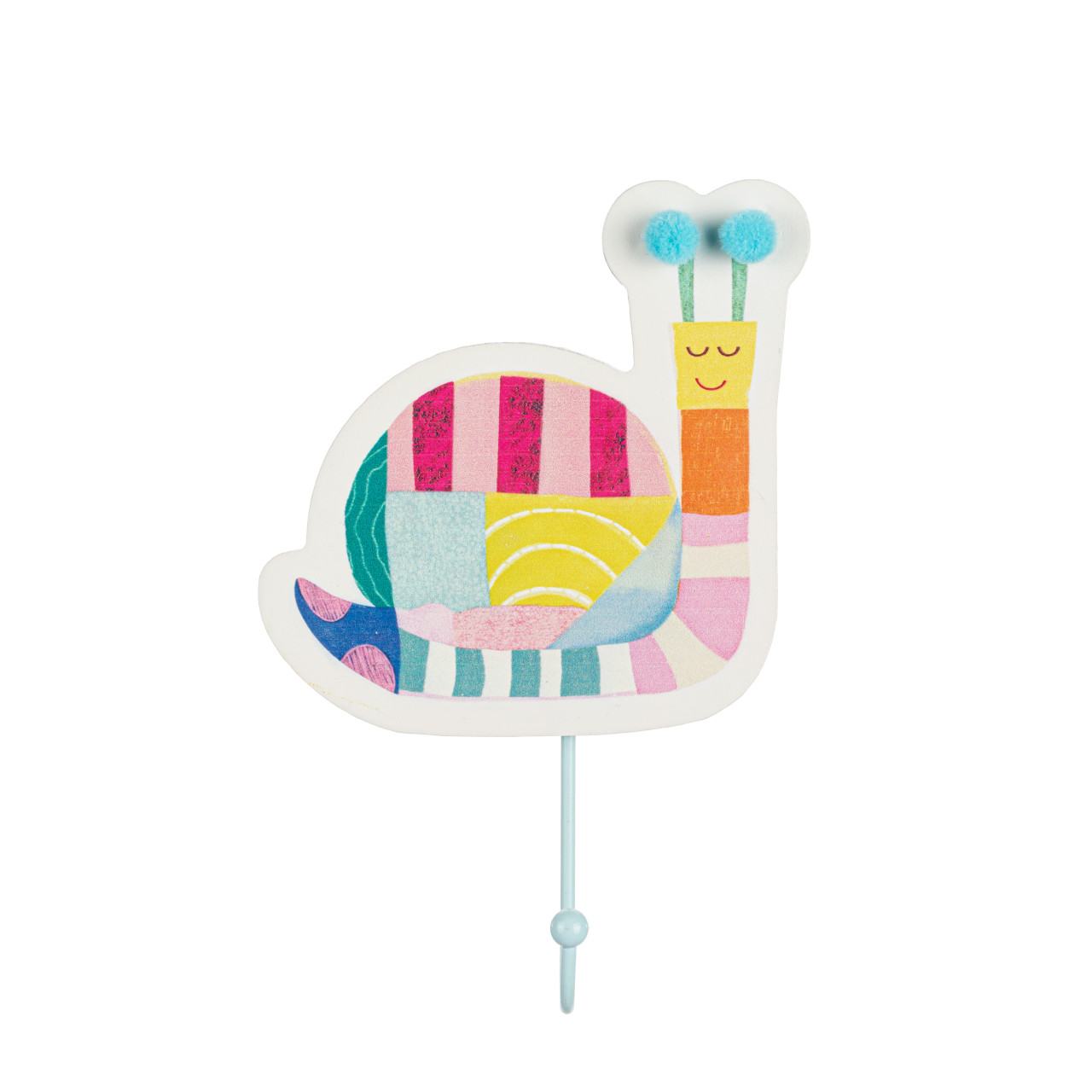 Patchwork Snail Blue Wall Hook - 4x6in thumbnail