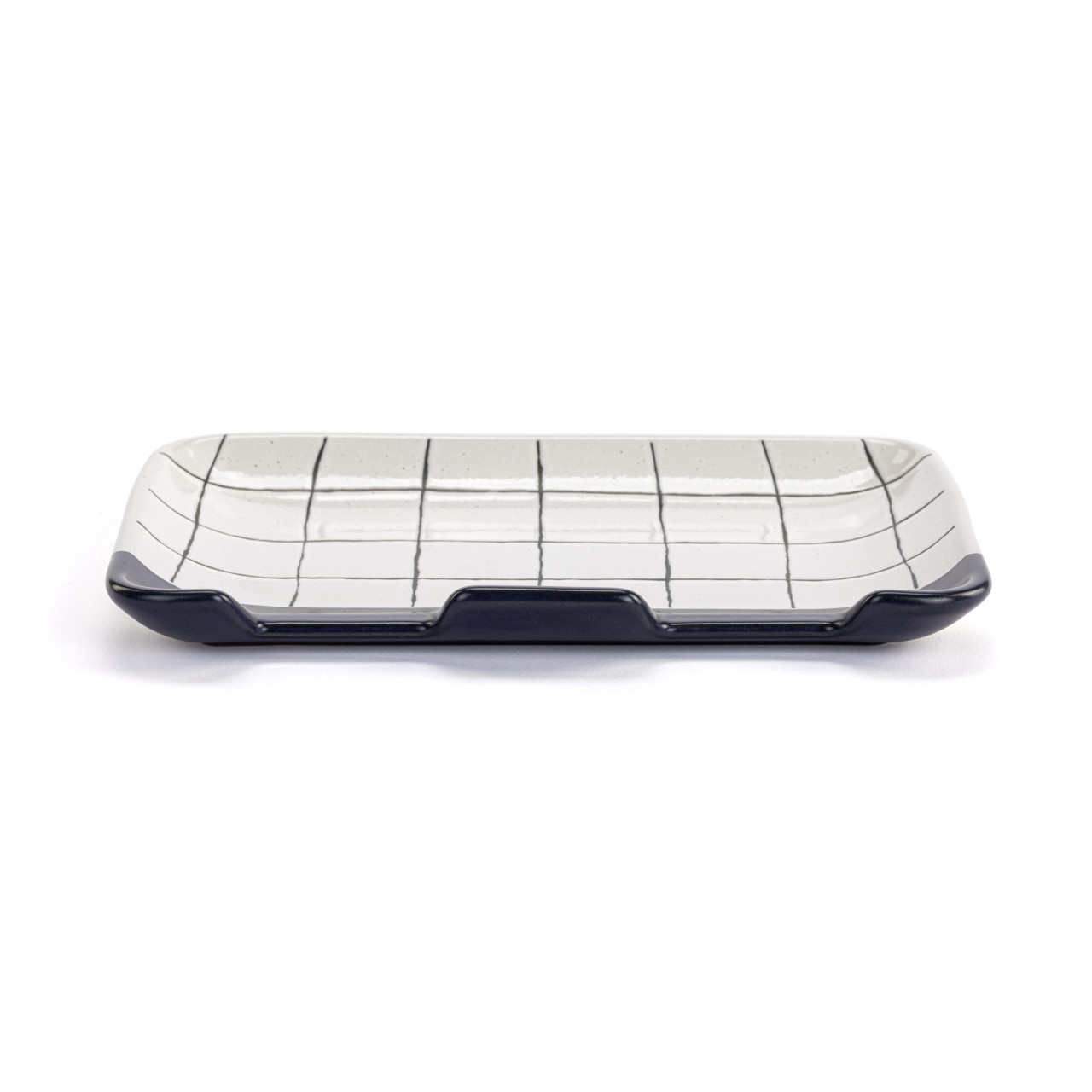 White Blue Plaid Double Spoon Rest - 7x5in thumbnail